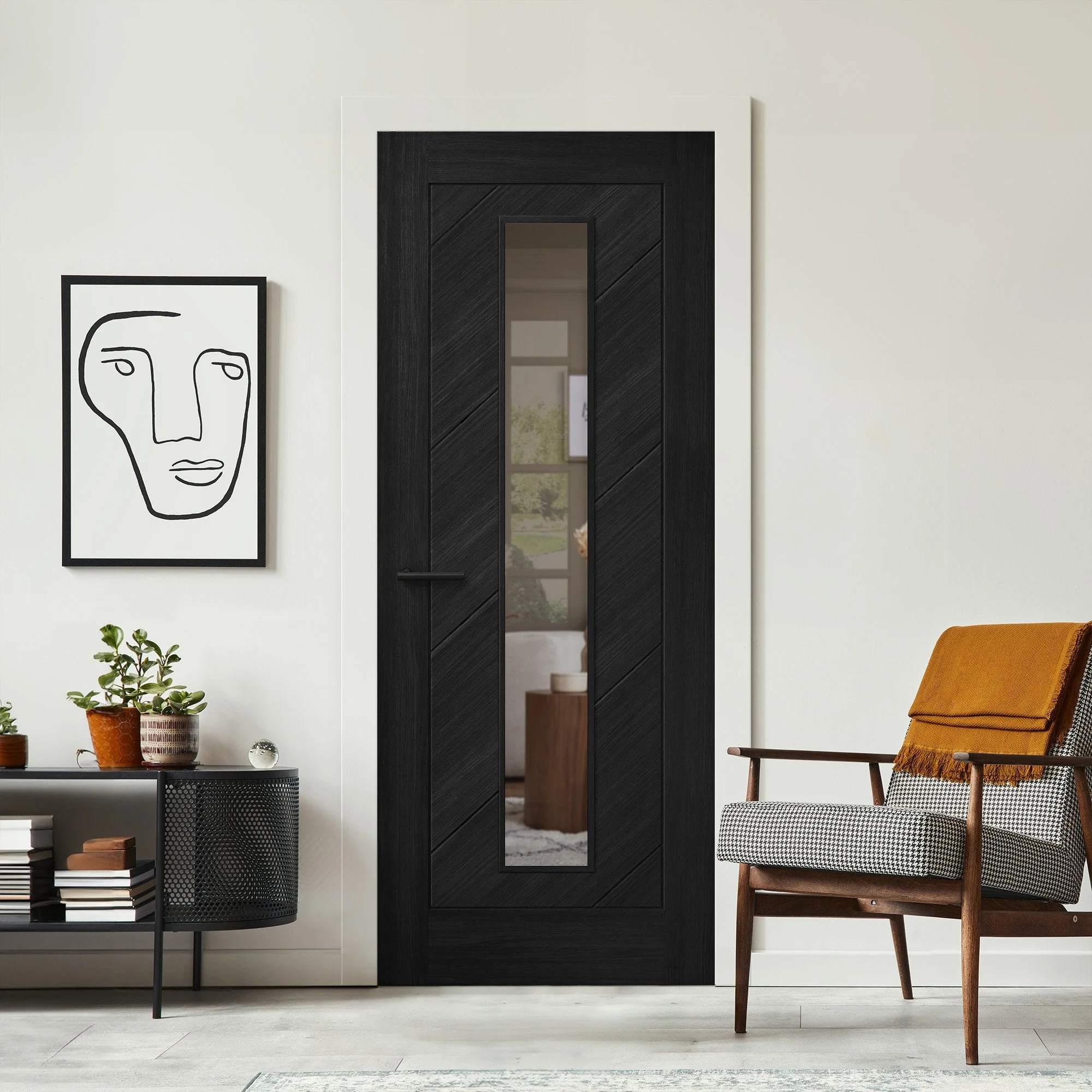 Black Internal Fully Finished Endure Laminate Stockholm Clear Glass Door