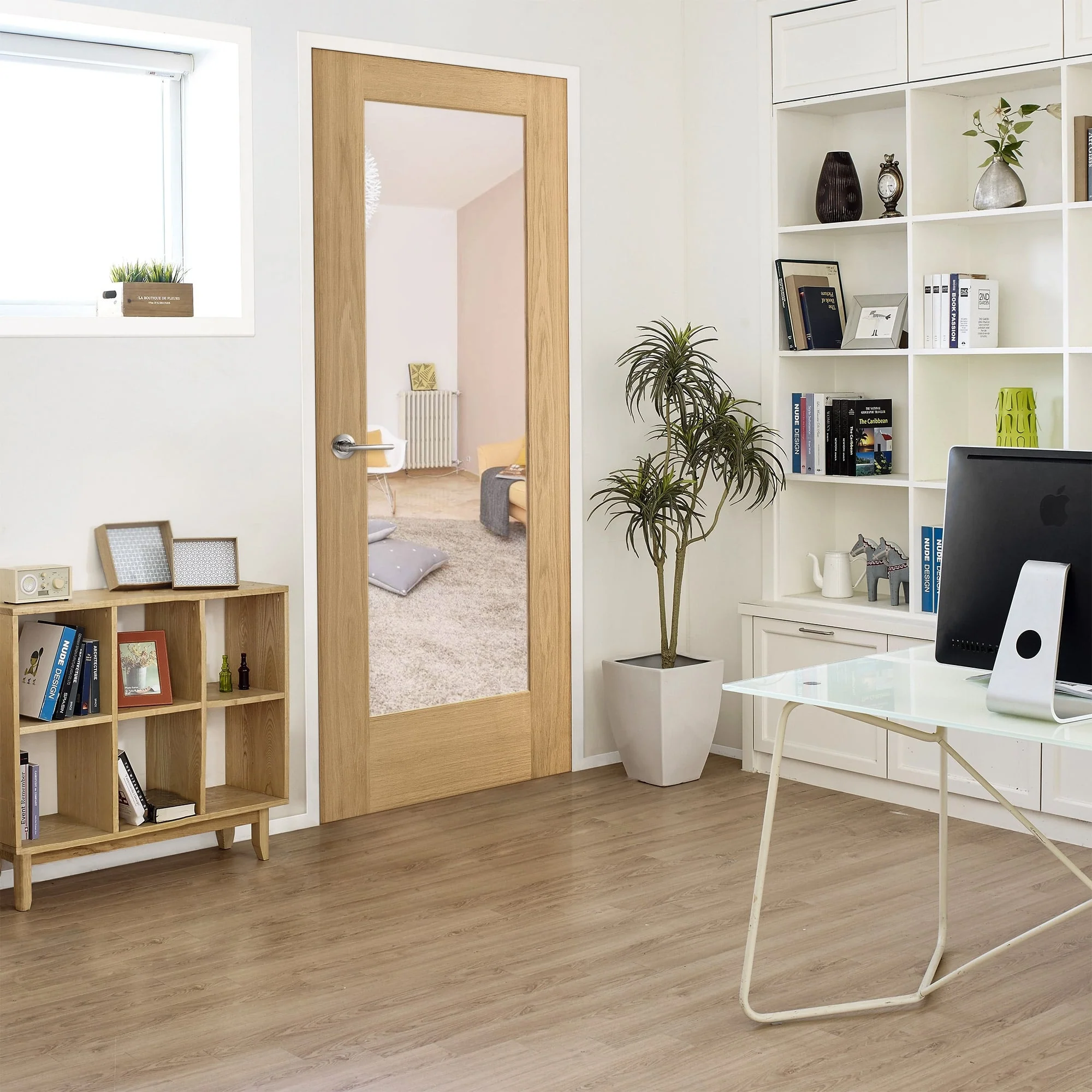 Oak Internal Fully Finished Pattern 10 1 Light Clear Glass Door