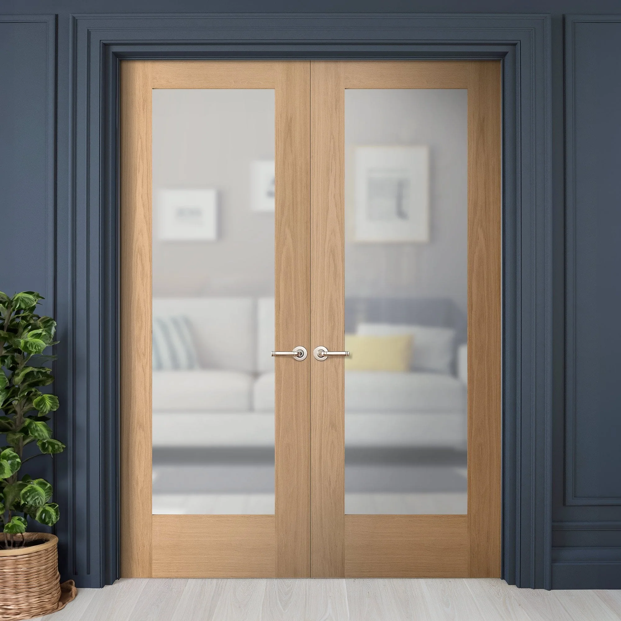 Internal Oak Unfinished Pattern 10 1 Light Obscure Glass French Door (121382)