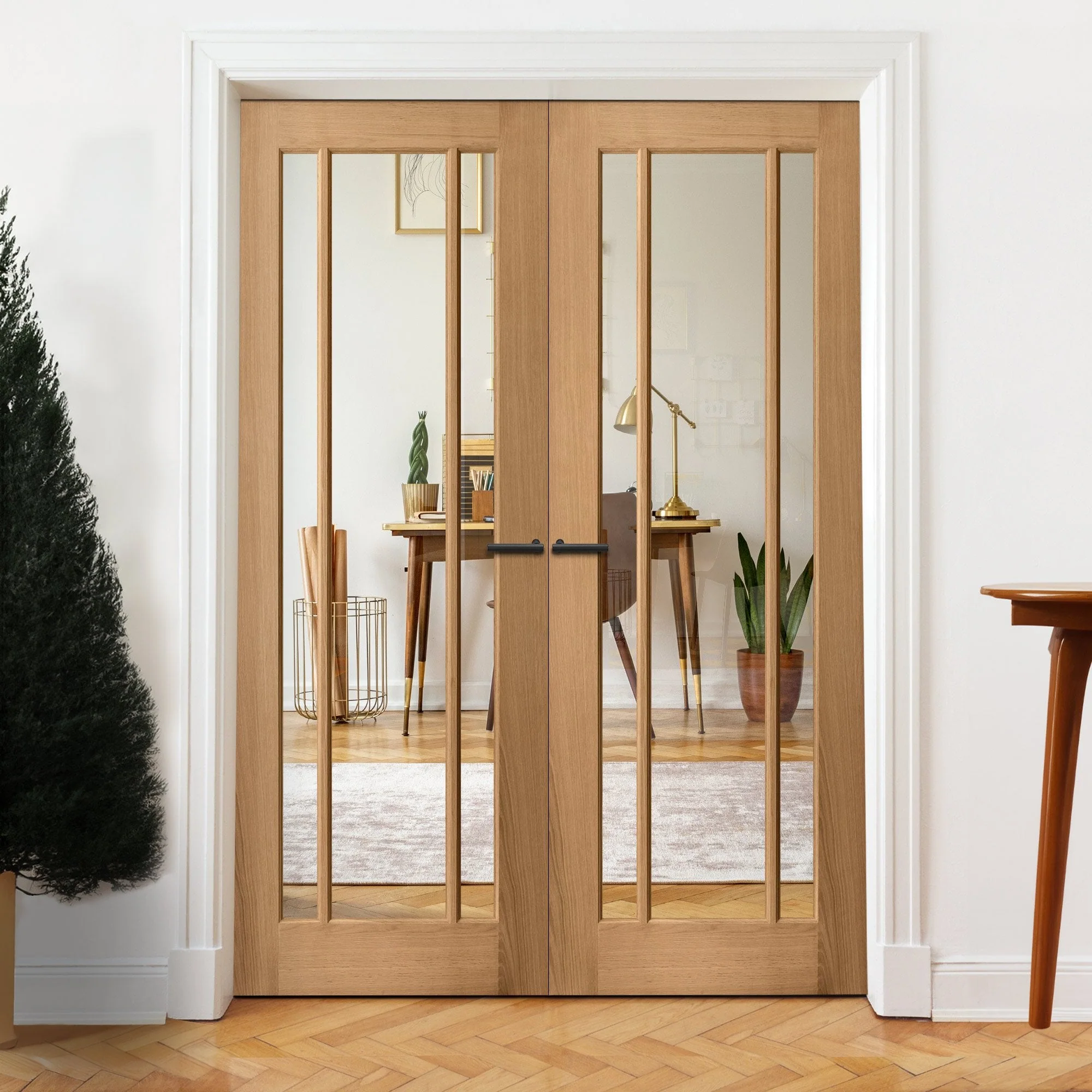 Internal Oak Unfinished Toledo 3 Light Glazed French Door (121387) - Image 3