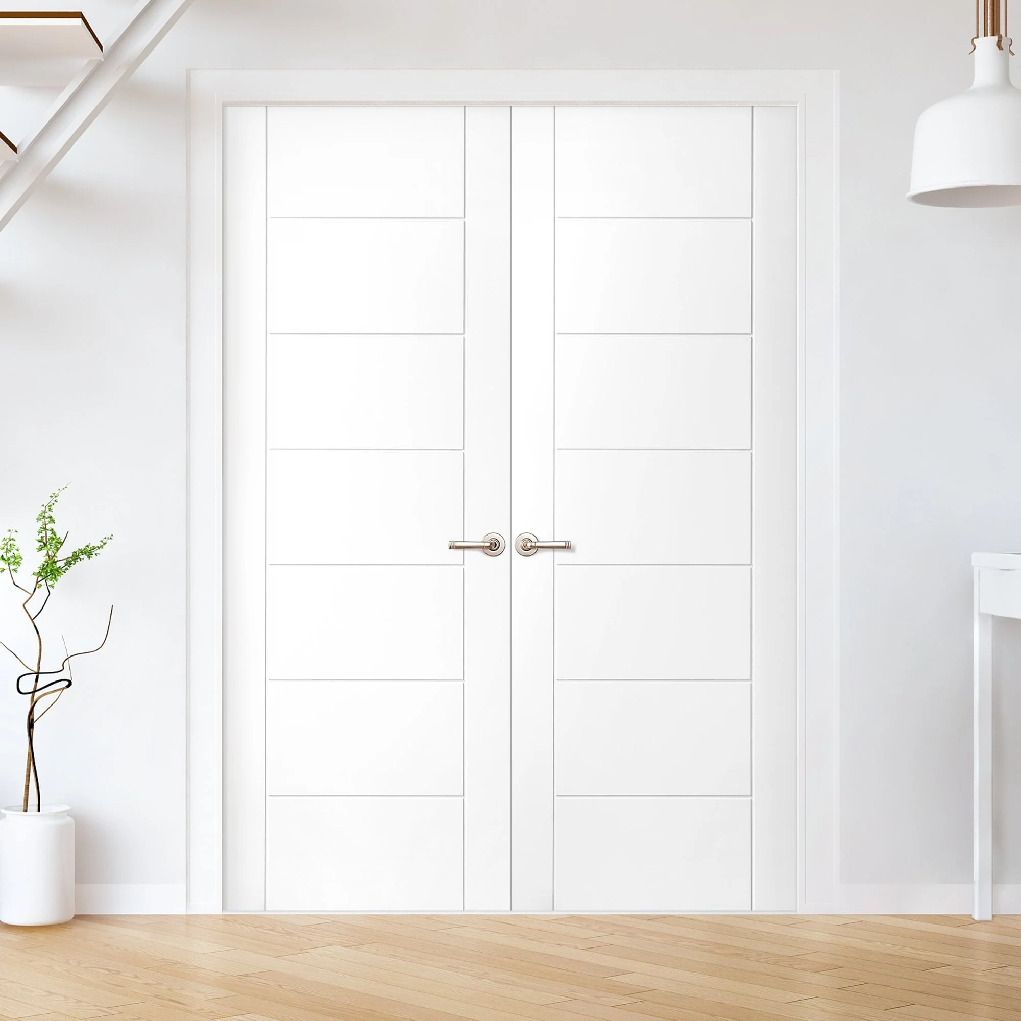 Internal White Primed Pedrena 7P Pair Door (121426)