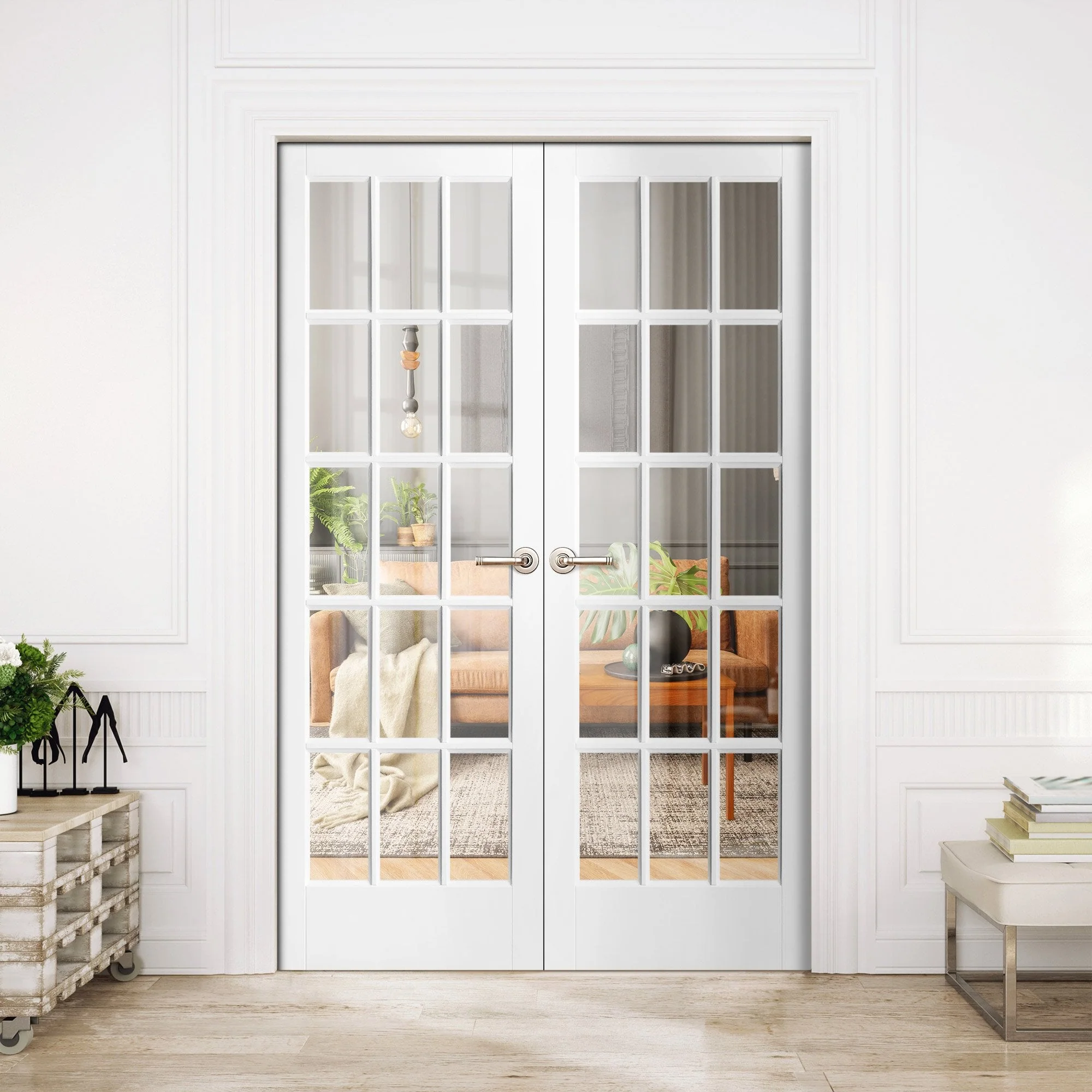 Internal White Primed SA 15 Light Clear Glass French Door (121428)