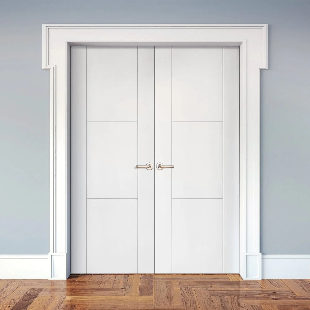 Internal White Primed Trent 3 Panel Double Door (121437)