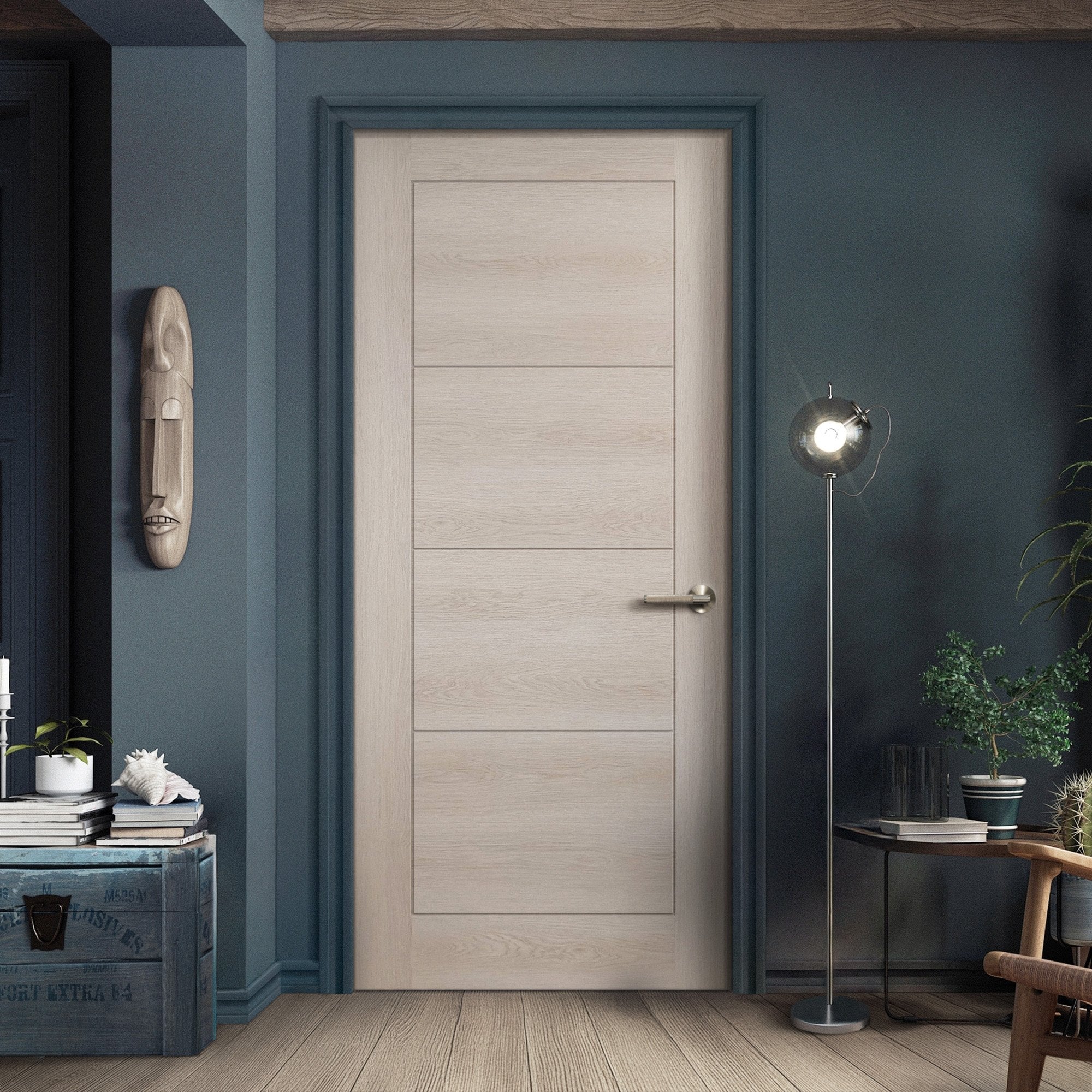 Ivory Fully Finished Internal Endure Laminate Ladder FD30 Fire Door