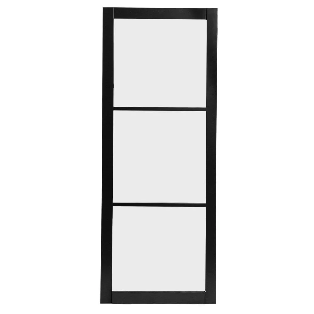 Jet Black Internal Fully Finished 3 Light Obscure Glass Industrial Studio Door - Image 3