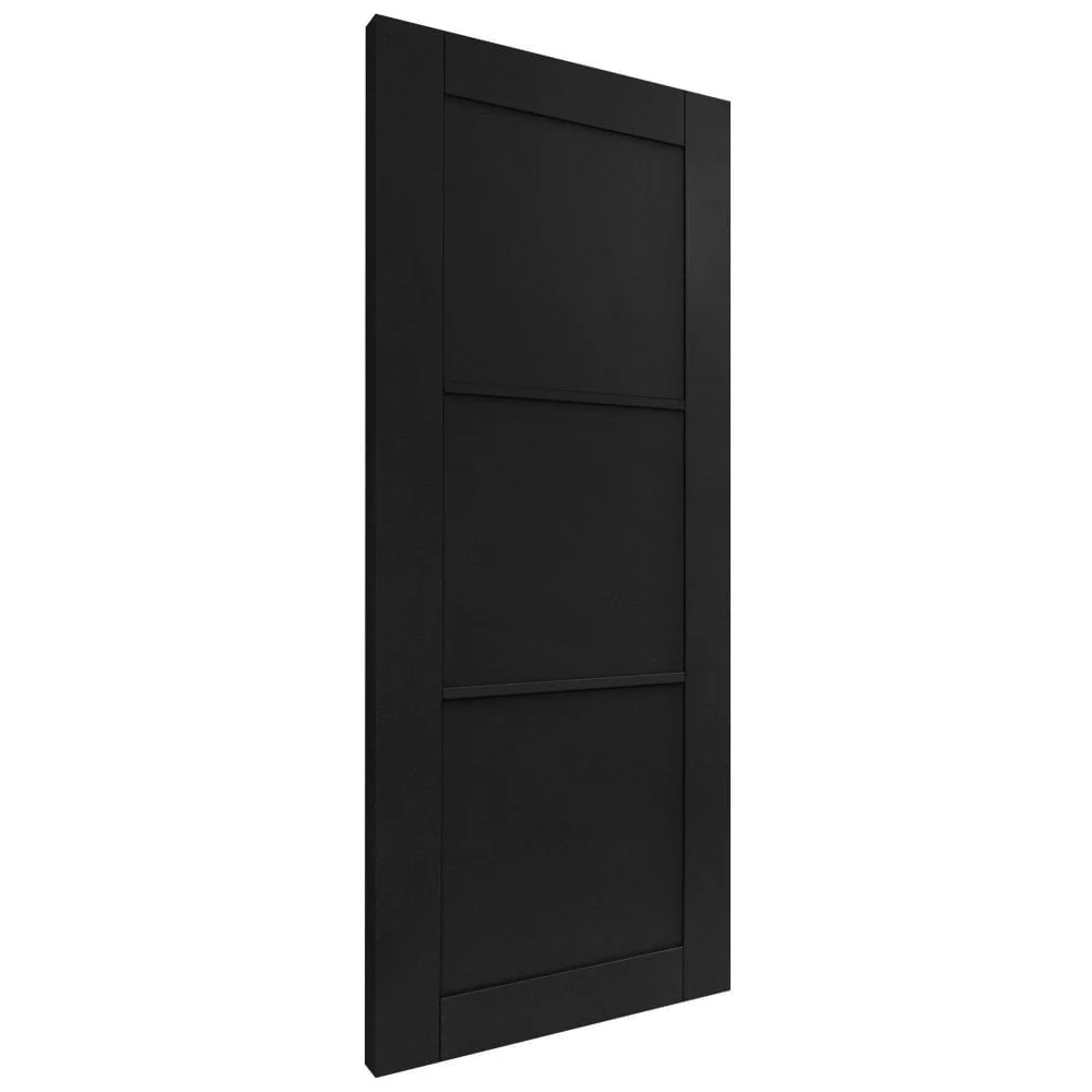 Jet Black Internal Fully Finished 3 Panel Industrial Studio FD30 Fire Door - Image 2