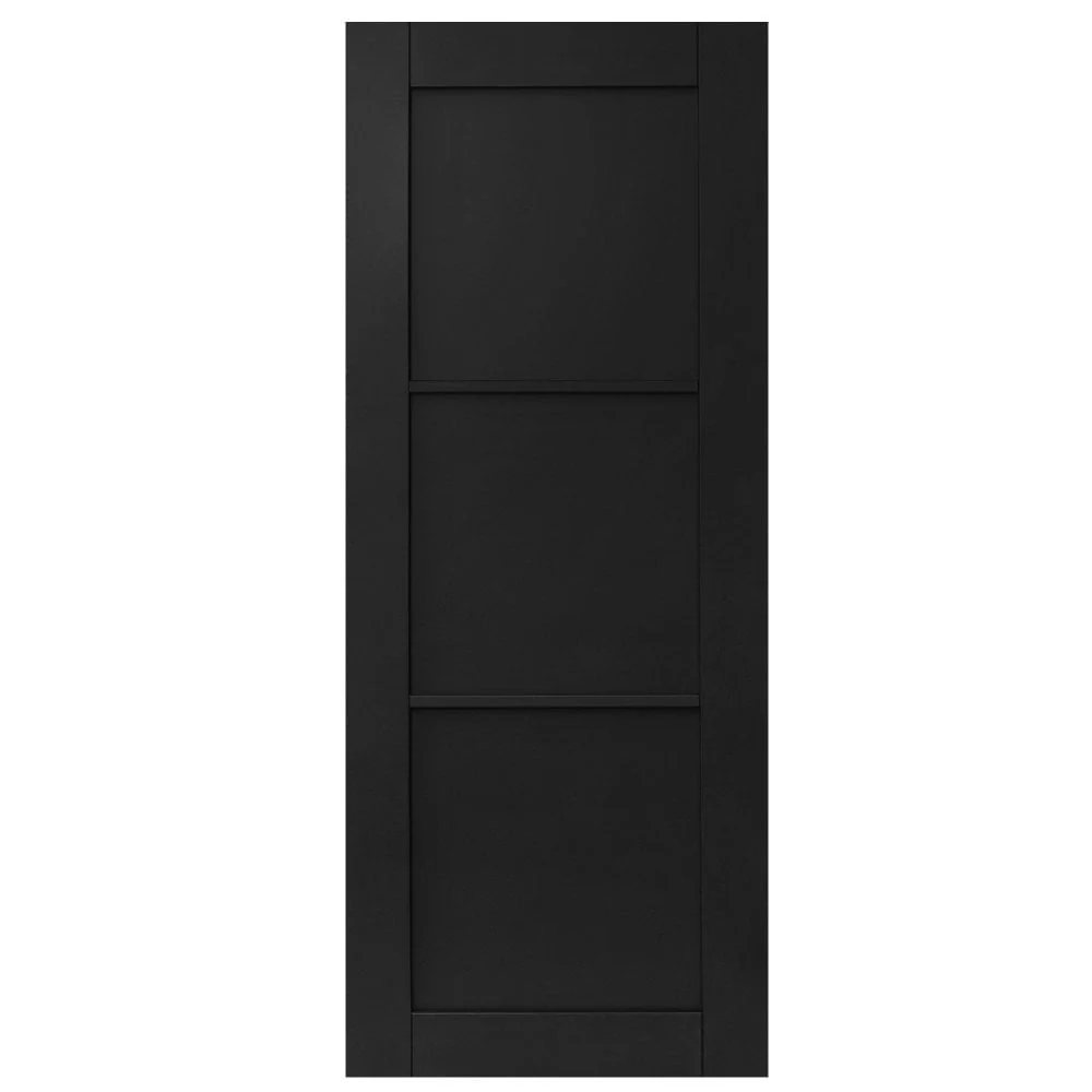 Jet Black Internal Fully Finished 3 Panel Industrial Studio FD30 Fire Door - Image 3