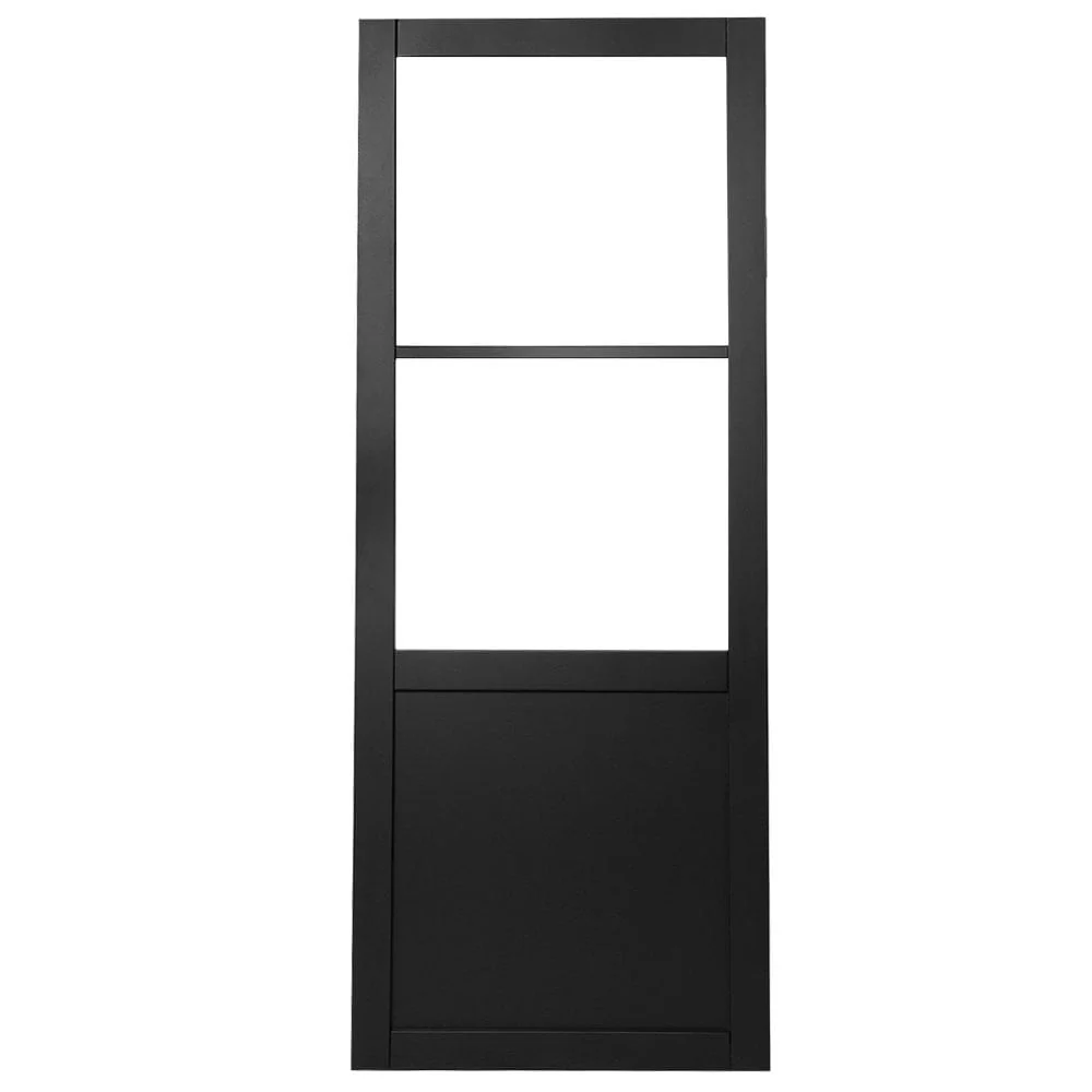 Jet Internal Black Fully Finished 1 Panel 2 Light Clear Glass Industrial Studio Door - Image 3
