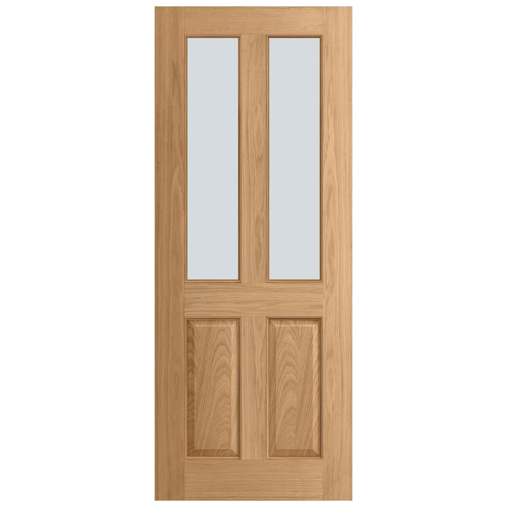 Oak External Unfinished 2 Panel 2 Light Obscure Glass Door (EXTOAK4POBS) - Image 3