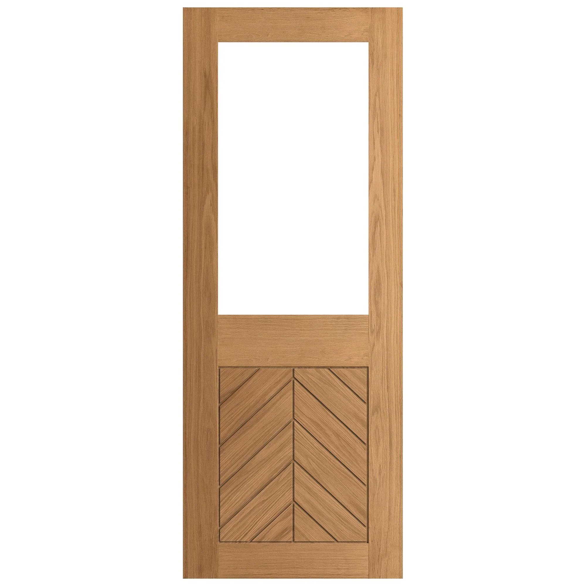 Oak Internal Fully Finished Chevron Clear Glass Door - Image 3