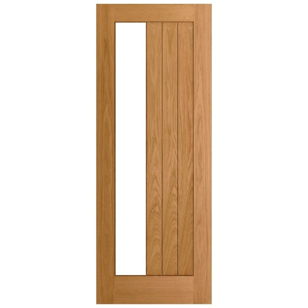 Oak Internal Fully Finished Farley 1 Light Clear Offset Glass Made-to-Measure FD30 Fire Door - Image 3