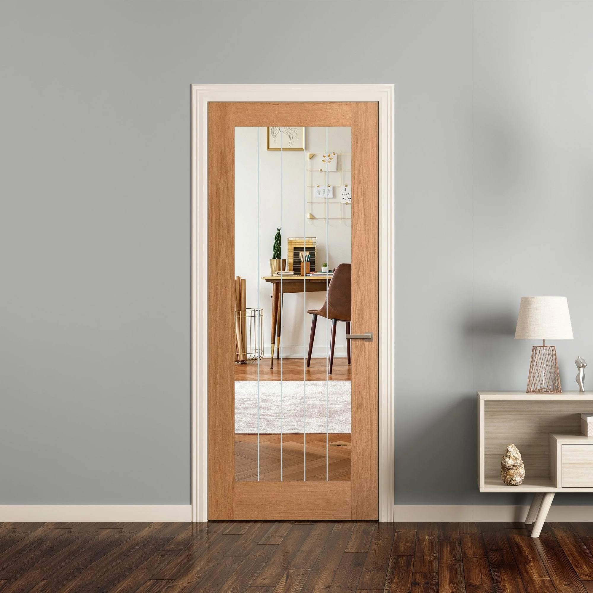 Oak Internal Fully Finished Farley 1 Light Obscure Glass Made-to-Measure Door