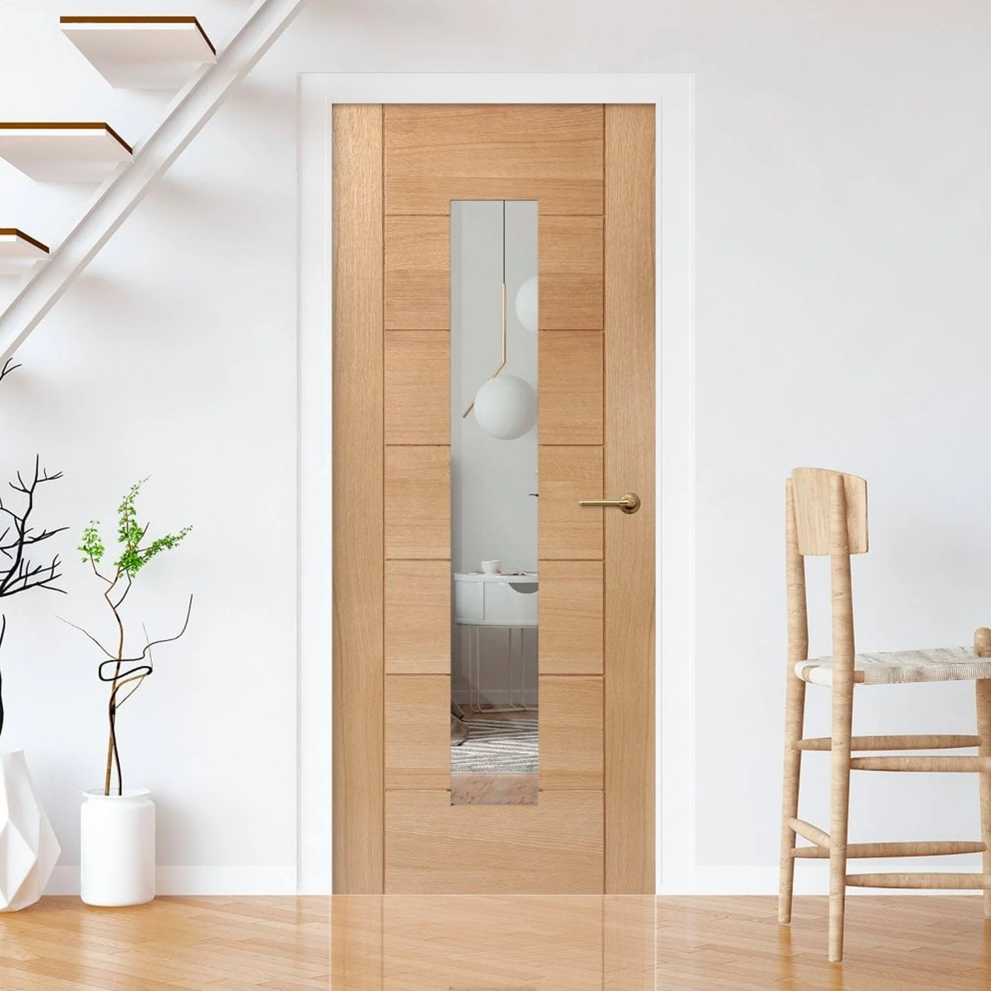 Oak Internal Fully Finished Pedrena 1 Light Clear Glass Made-to-Measure Door