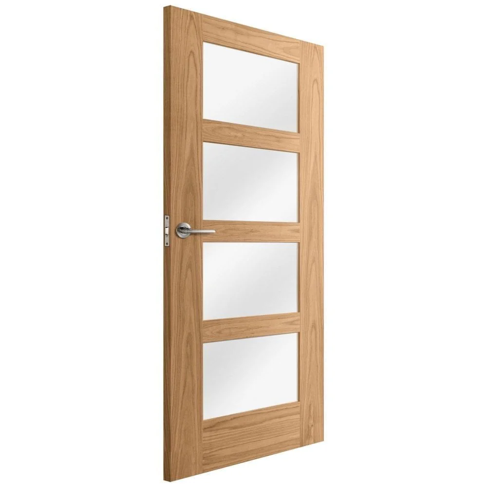 Oak Internal Fully Finished Shaker 4 Light Clear Glass FD30 Fire Door - Image 2