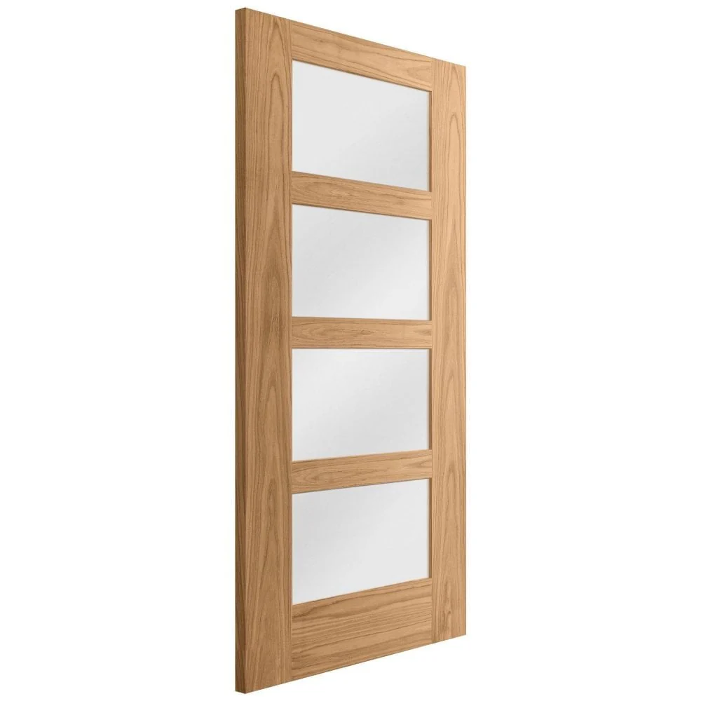 Oak Internal Fully Finished Shaker 4 Light Obscure Glass Made-to-Measure FD30 Fire Door - Image 4