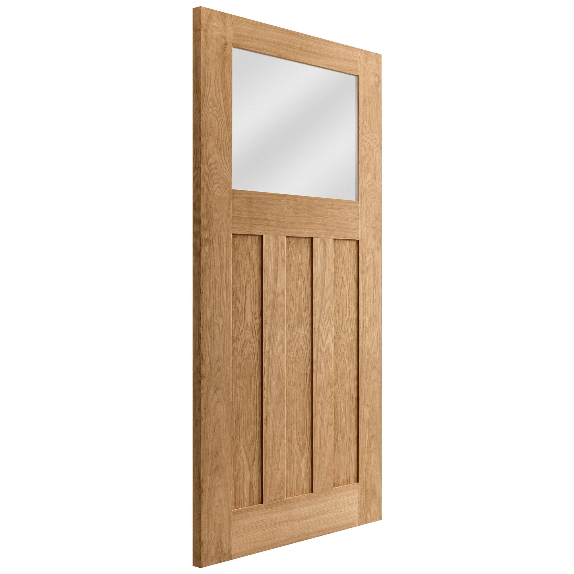 Oak Internal Unfinished 1930's DX 3 Panel 1 Light Obscure Glass Door - Image 4