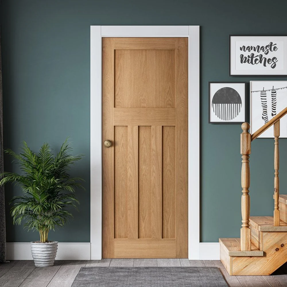 Oak Internal Unfinished 1930's DX 4 Panel Made-to-Measure Door - Image 8