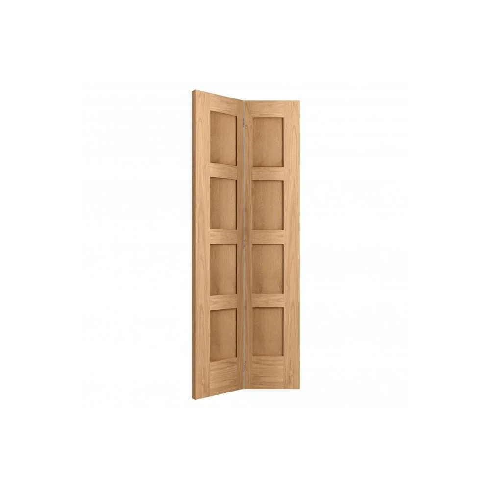 Oak Internal Unfinished Bi-fold Shaker 4 Panel Door - Image 2