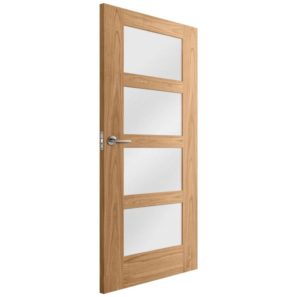 Oak Internal Unfinished Shaker 4 Light Obscure Glass Made-to-Measure FD30 Fire Door - Image 2