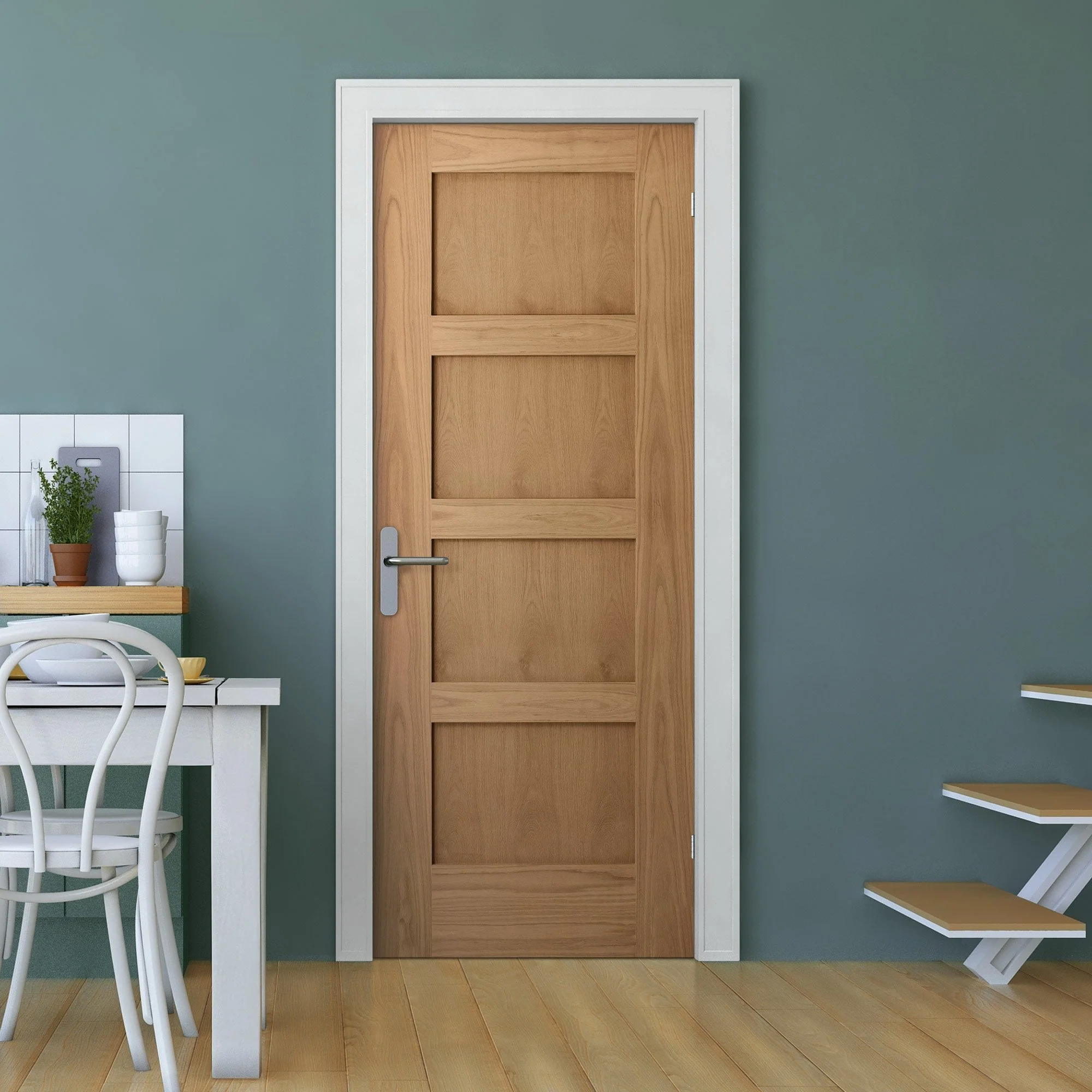 Oak Internal Unfinished Shaker 4 Panel Door