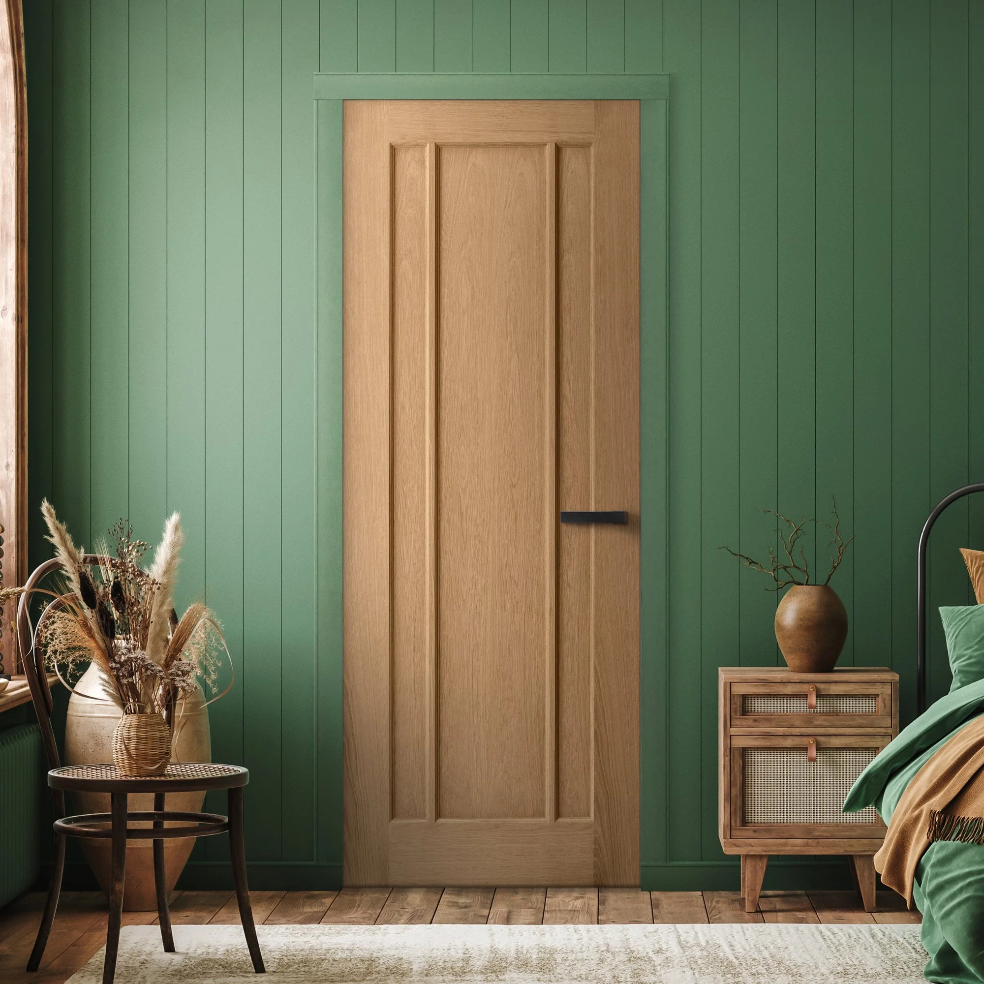 Oak Internal Unfinished Toledo 3 Panel FD30 Fire Door
