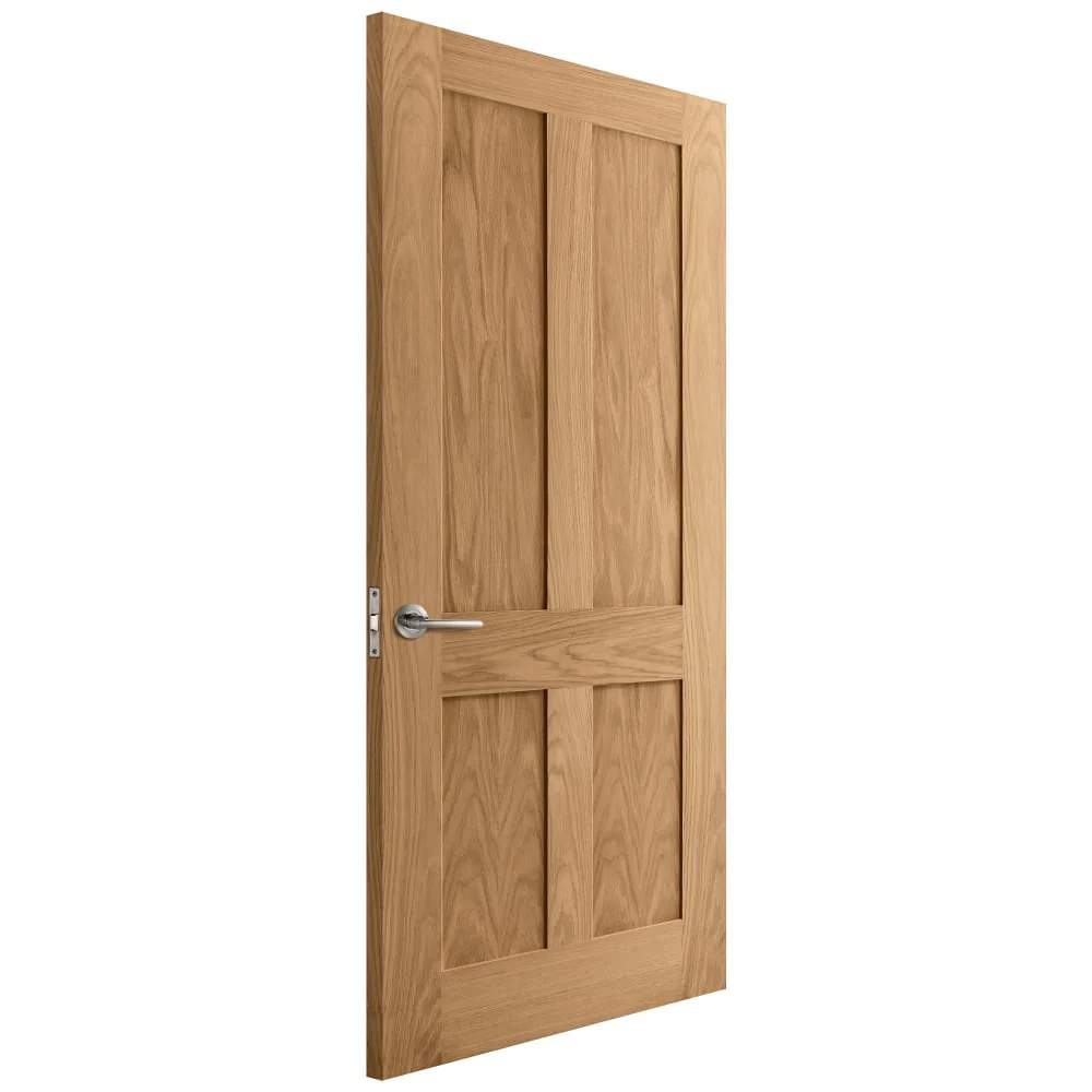 Oak Internal Unfinished Victorian Shaker 4 Panel Flat Door - Image 4