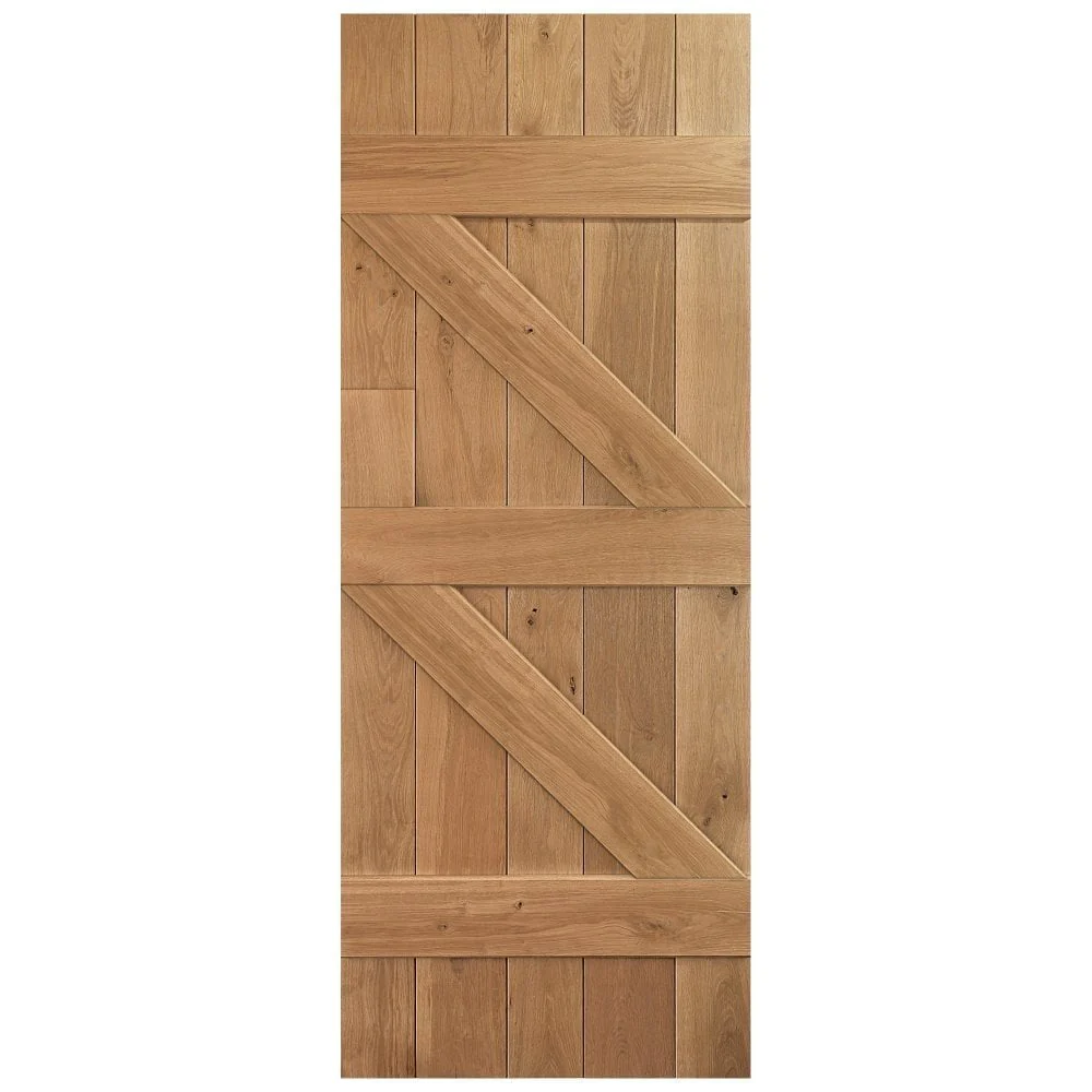 Solid Oak Internal Unfinished Rustic Grange Solid Made-to-Measure Ledged Door - Image 7