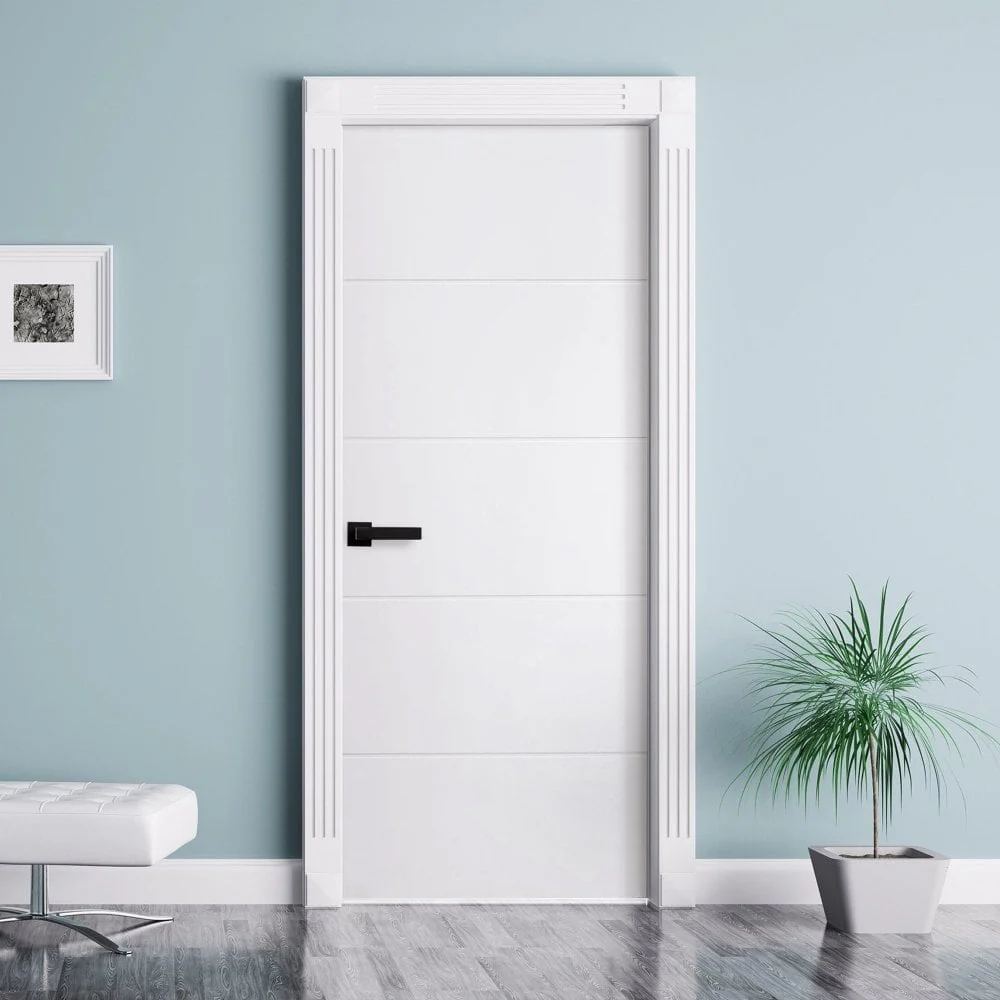 White Internal Lifestyle Moulded Smooth Horizontal 5 Panel FD30 Fire Door