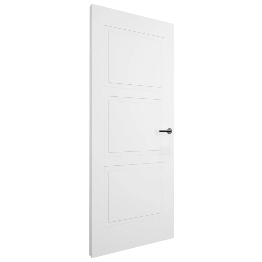 White Internal Lifestyle Moulded Smooth Shallow Groove 3 Panel Door - Image 3