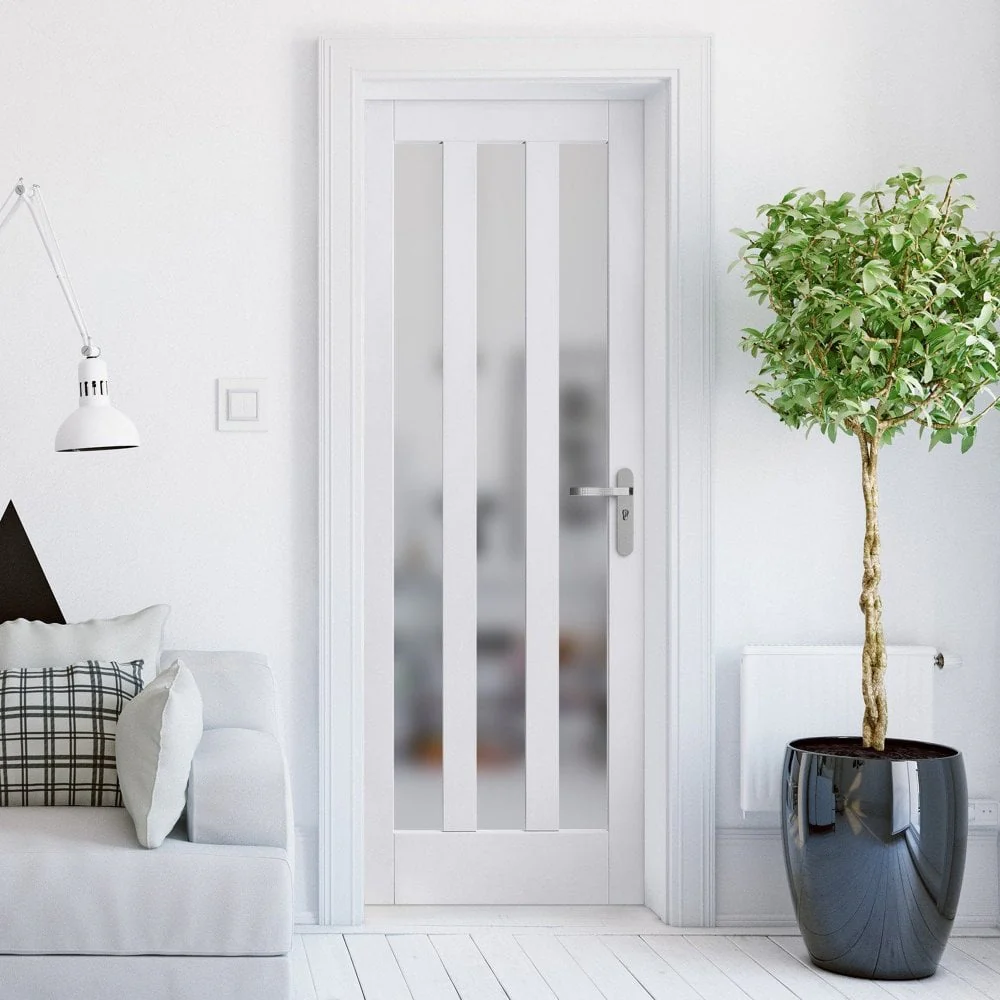 White Internal Primed Ashton 3 Light Obscure Glass Made-to-Measure Door