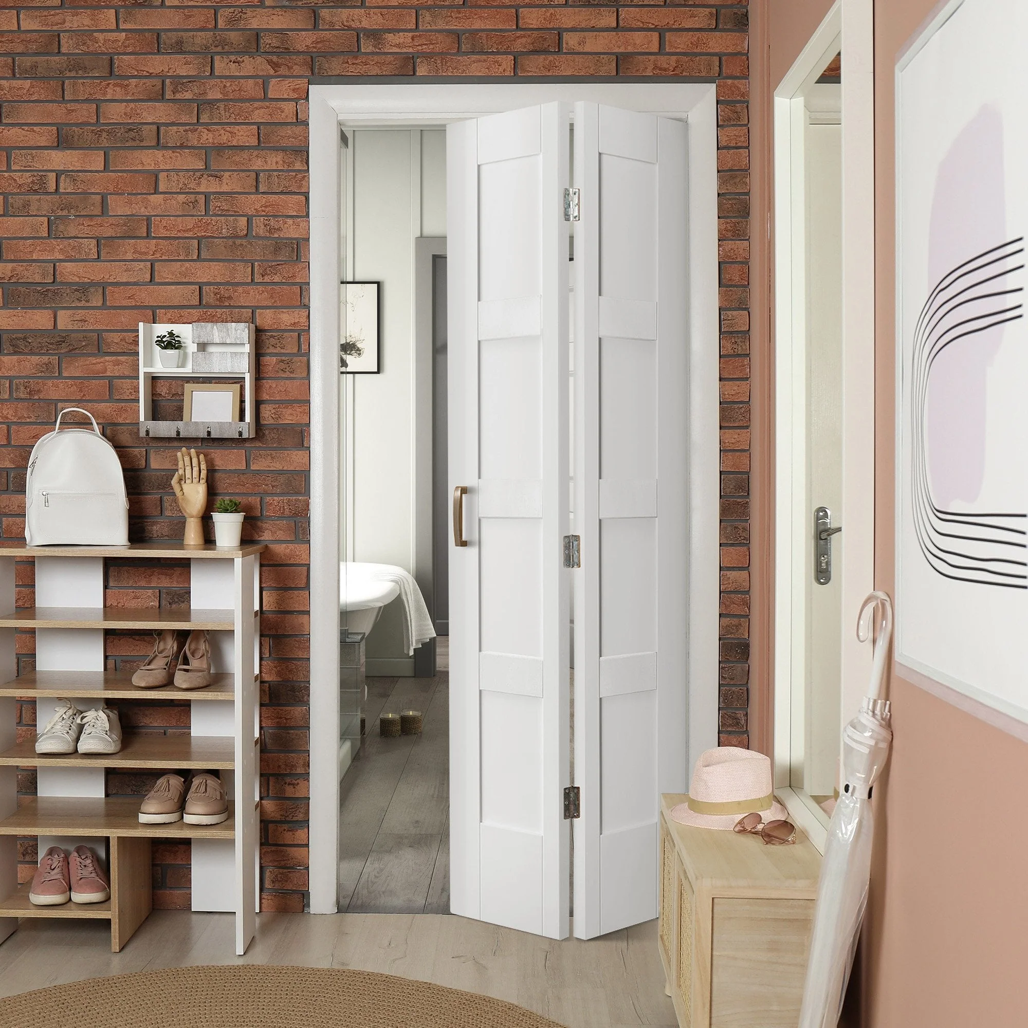 White Internal Primed Bi-fold Shaker 8 Panel Door