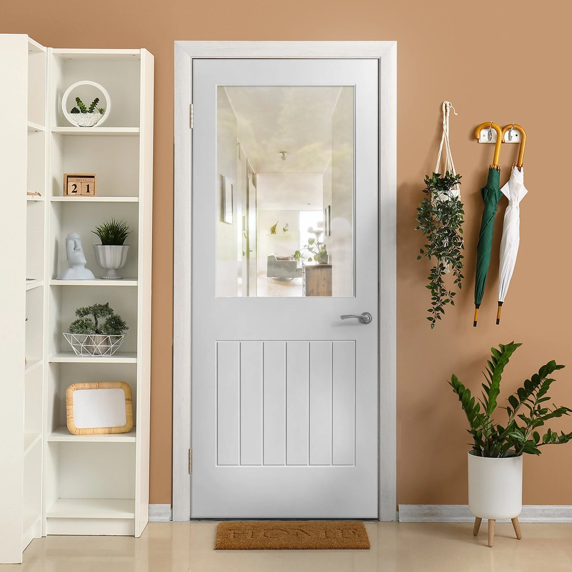 White Internal Primed Cottage 1 Panel 1 Light Clear Glass Made-to-Measure Door