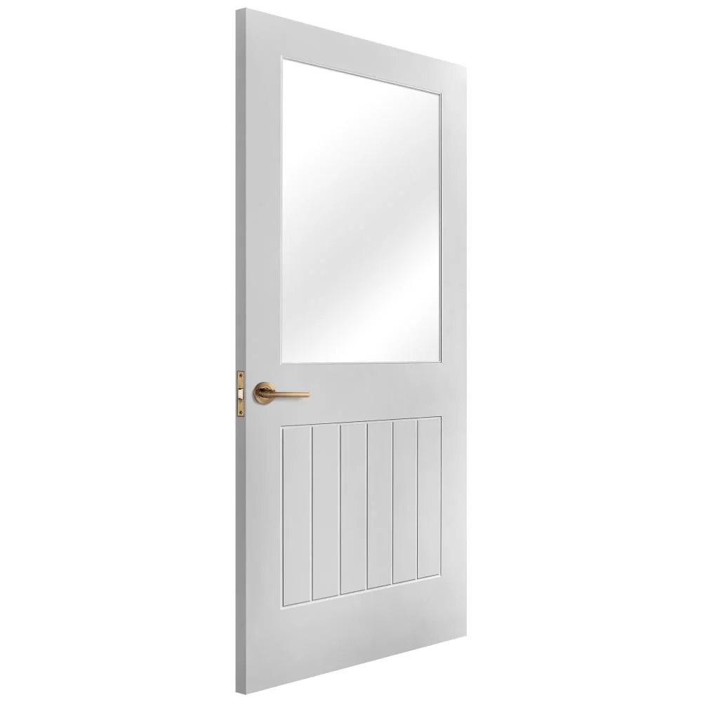 White Internal Primed Cottage 1 Panel 1 Light Clear Glass Made-to-Measure Door - Image 2