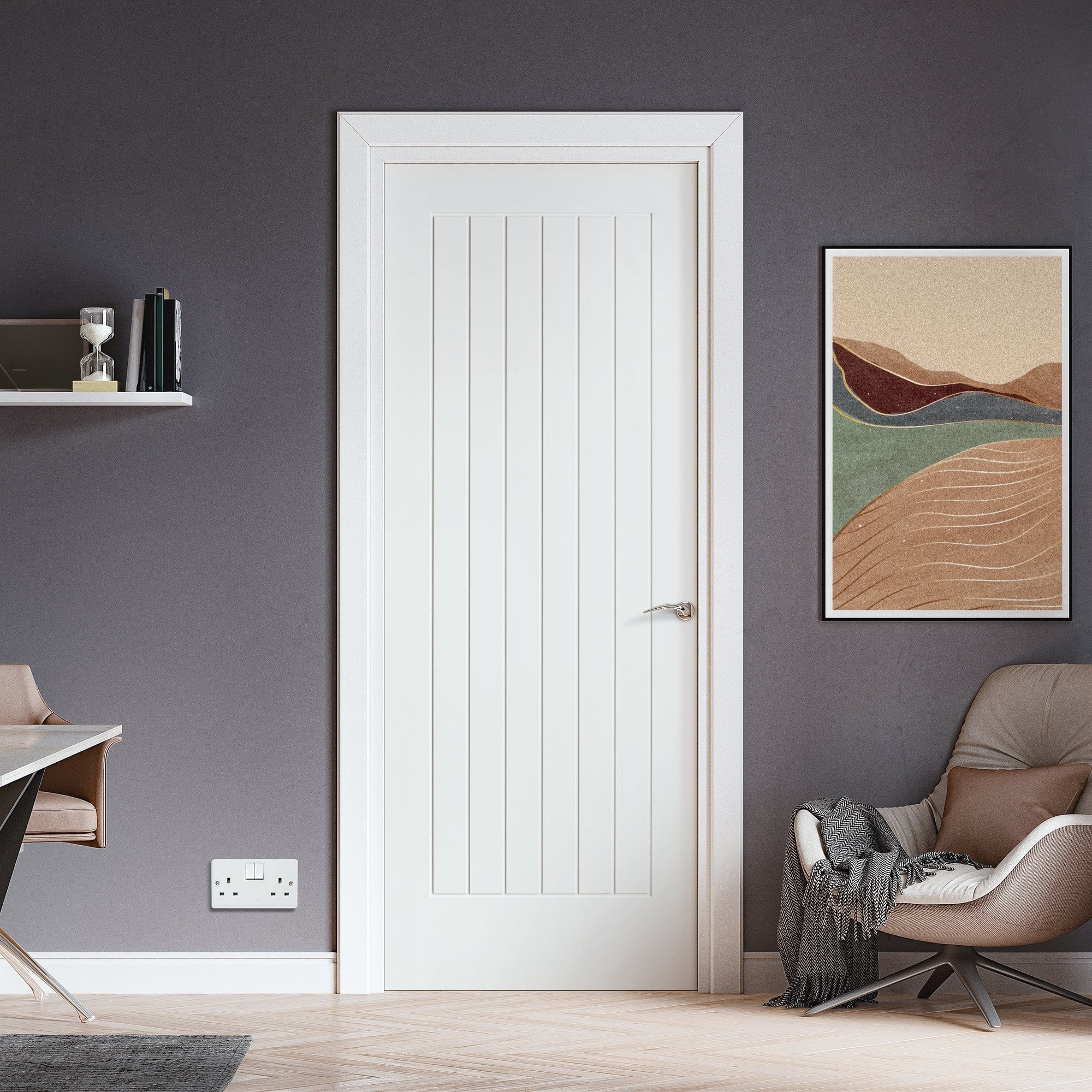 White Internal Primed Cottage FD30 Fire Door