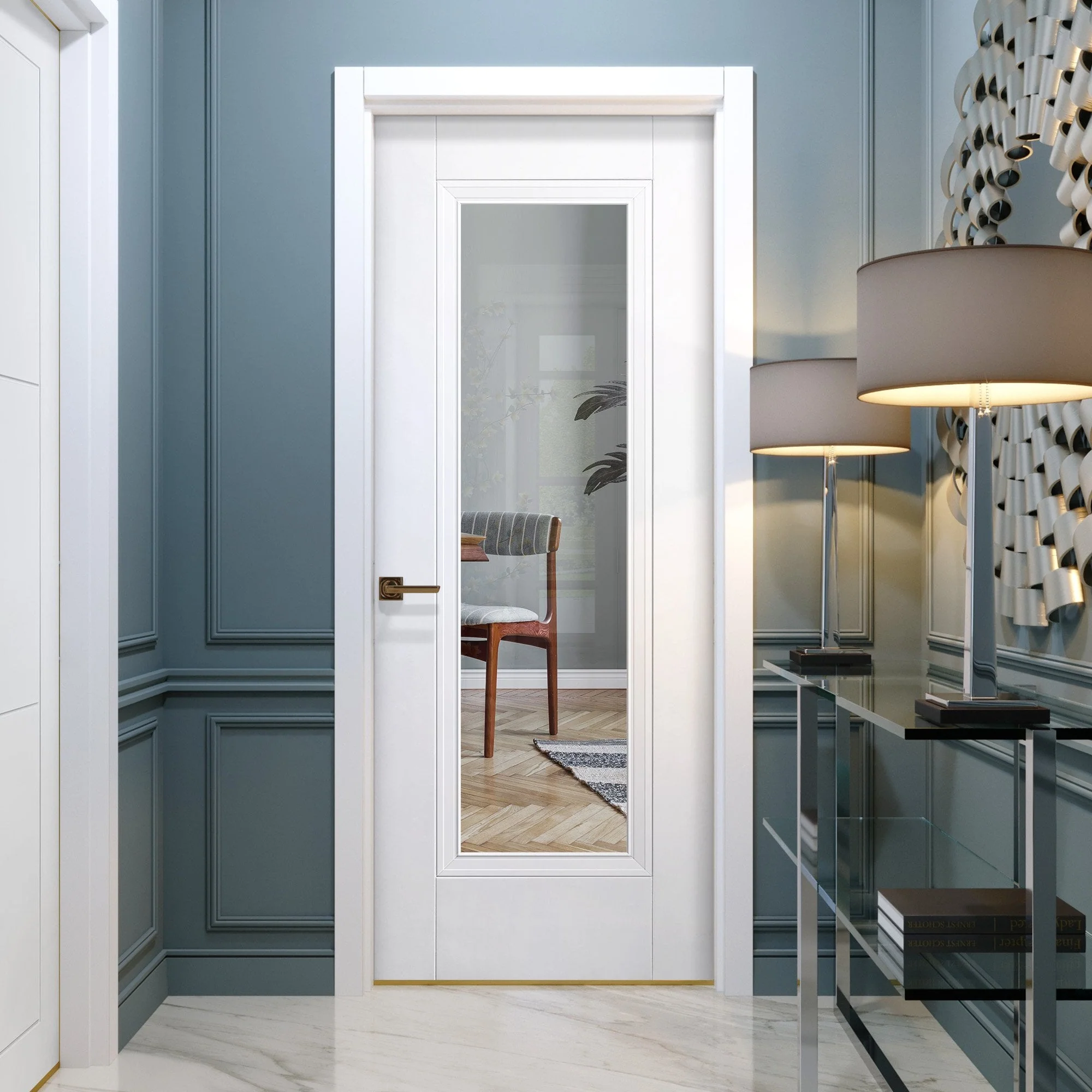 White Internal Primed Elegance Lancaster 1 Light Clear Glass Made-to-Measure Door