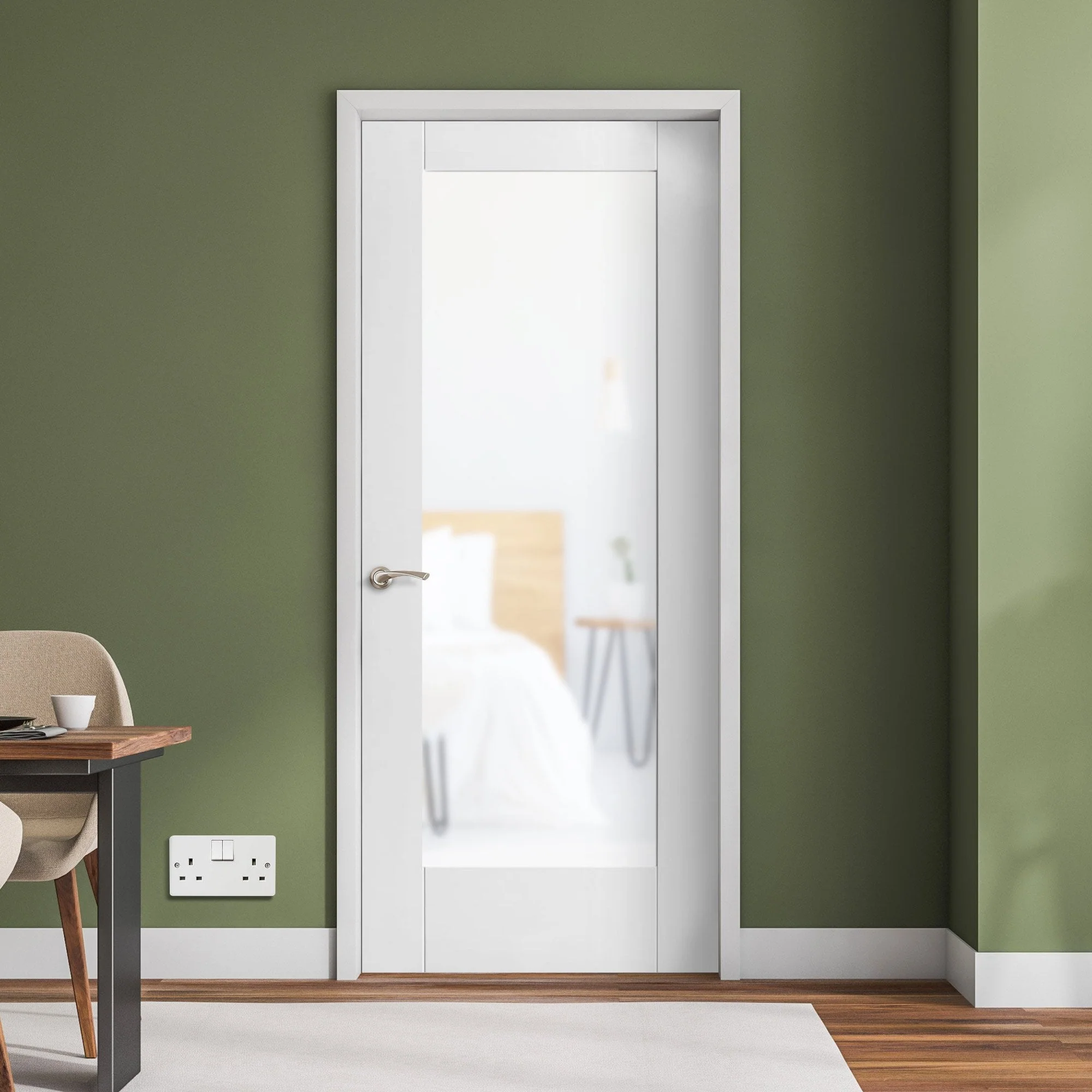 White Internal Primed Pattern 10 1 Light Obscure Glass Made-to-Measure Door