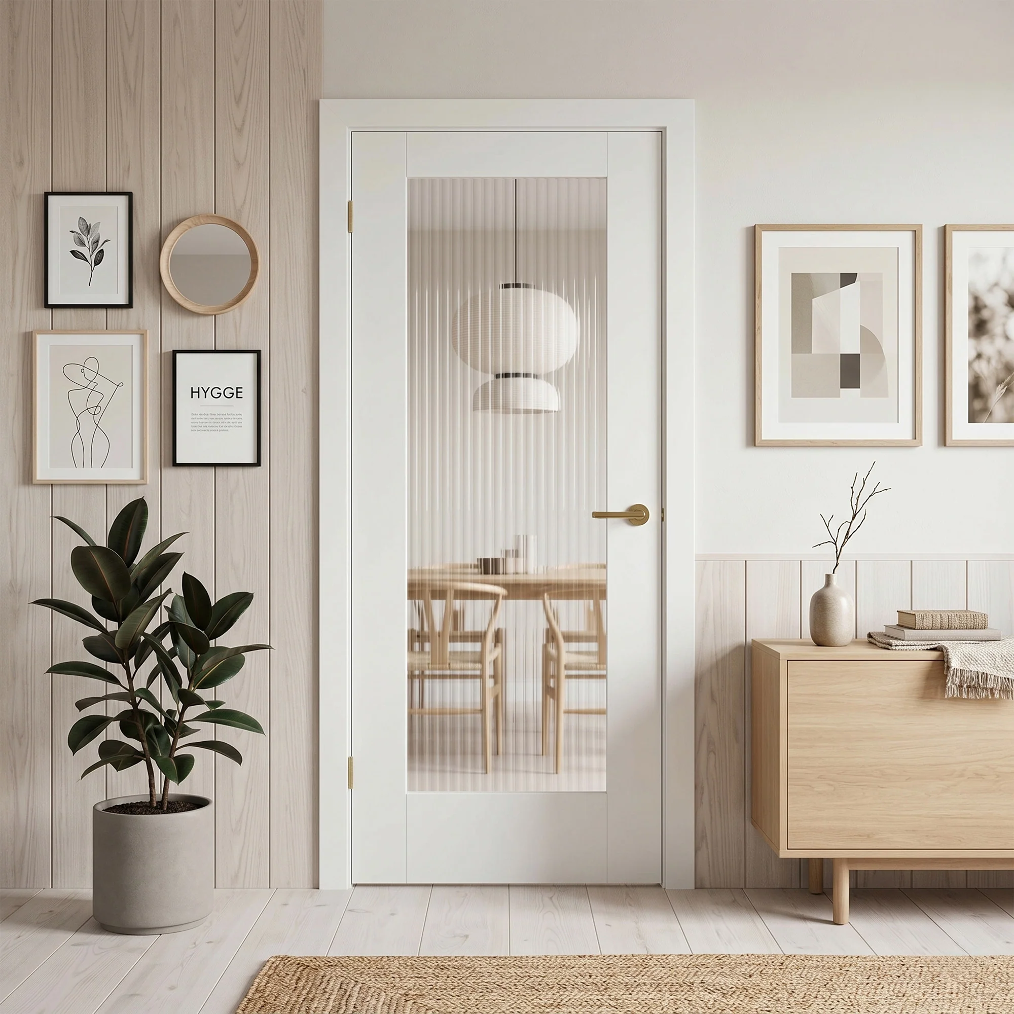 White Internal Primed Pattern 10 1 Light Reeded Glass Door