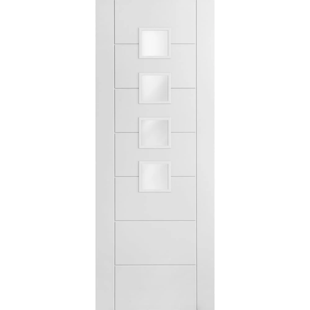 White Internal Primed Pedrena 7 Panel 4 Light Obscure Glass Made-to-Measure Door - Image 3
