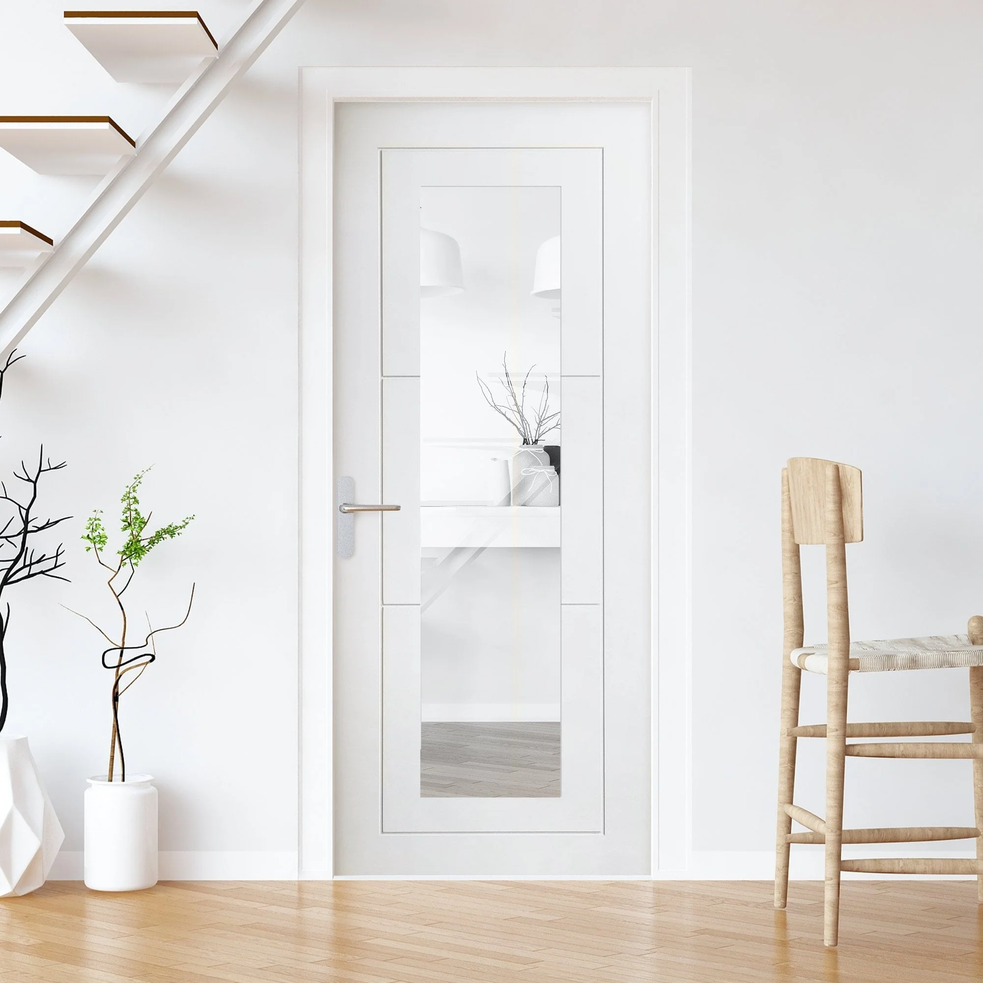 White Internal Primed Temple 1 Light Clear Glass Made-to-Measure Door