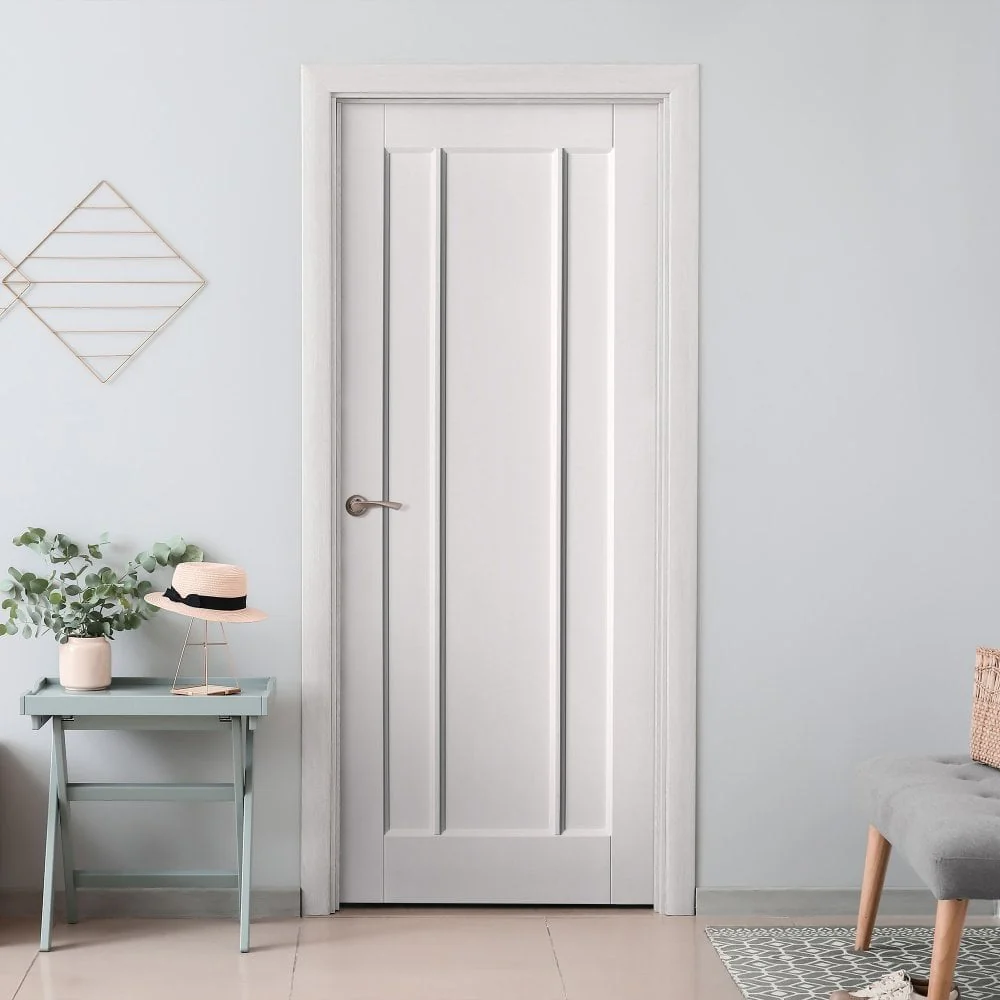 White Internal Primed Toledo 3 Panel Fire Door