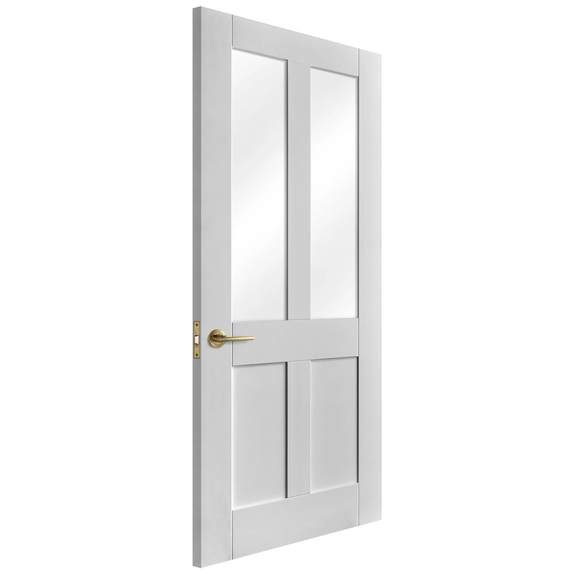 White Internal Primed Victorian 2 Panel 2 Light Clear Glass Made-to-Measure Door - Image 2