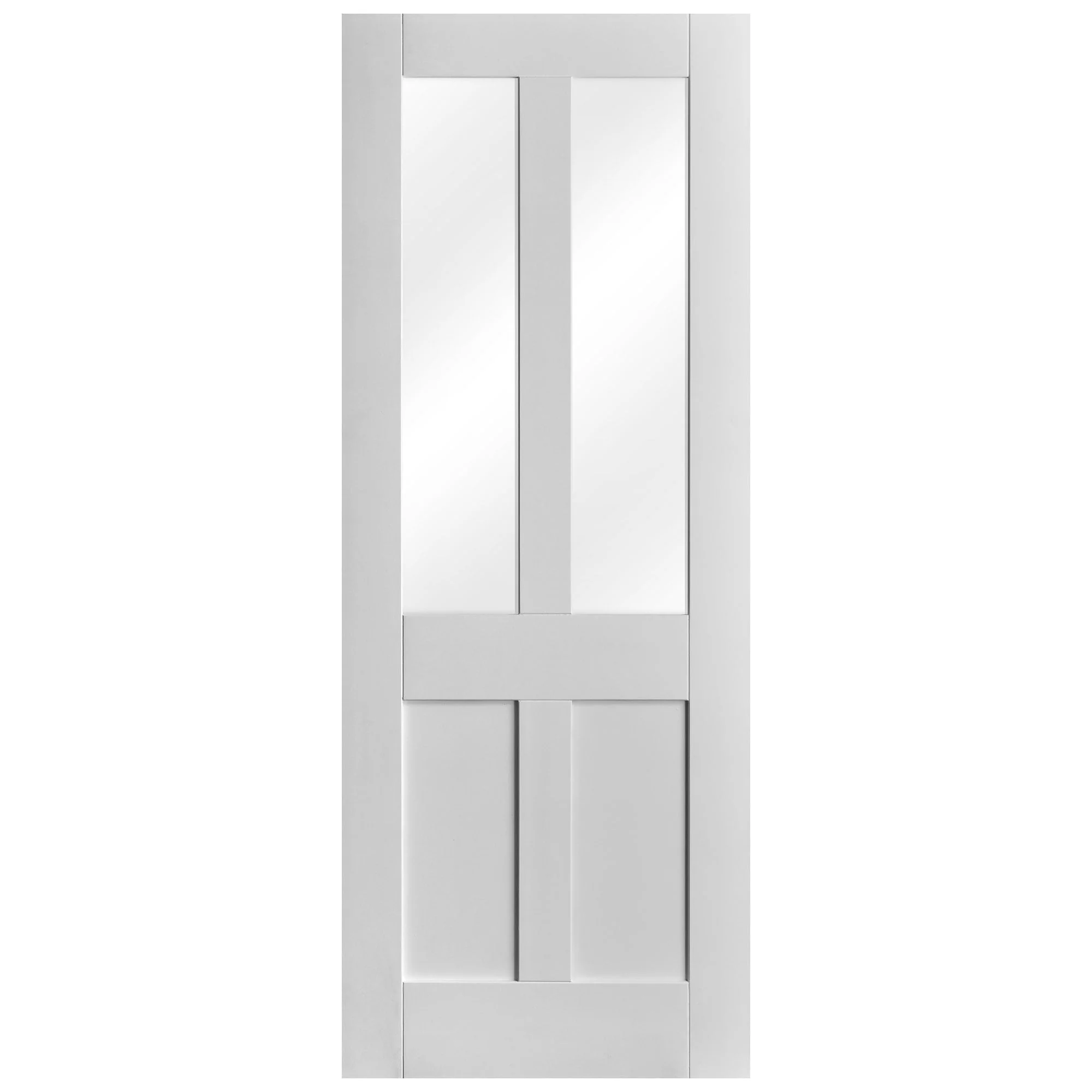 White Internal Primed Victorian 2 Panel 2 Light Clear Glass Made-to-Measure Door - Image 3
