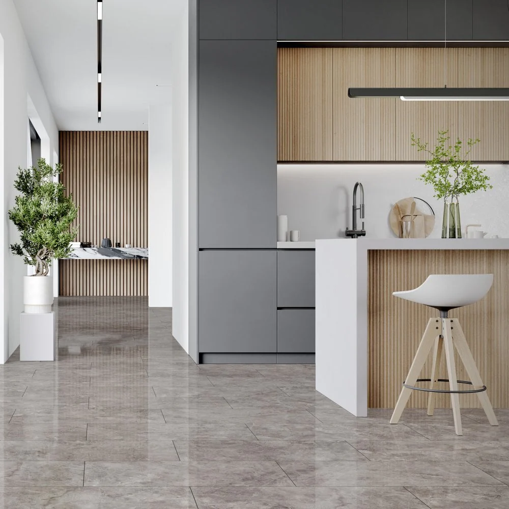Agios Cinzento - Lustre Stone 8mm High Gloss Laminate Flooring - Image 4