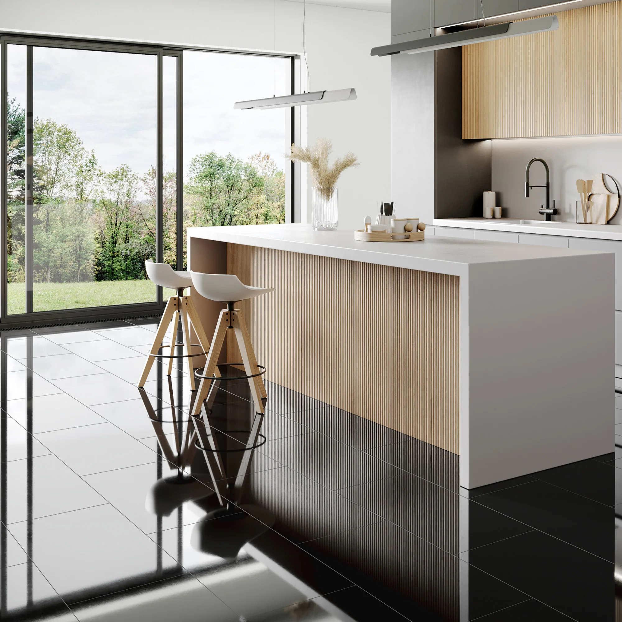 Black - Lustre Herrringbone 6mm High Gloss Luxury Vinyl Flooring - Image 3
