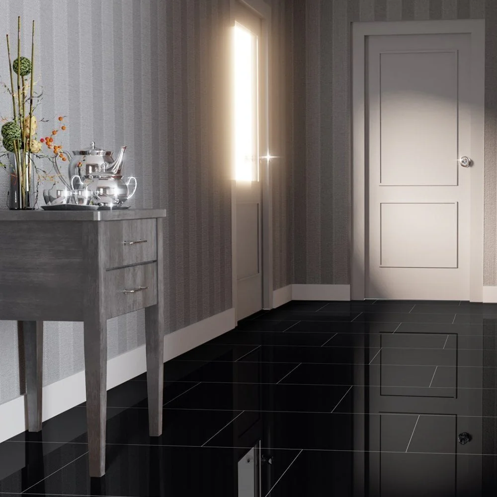 Black - Lustre Stone 8mm High Gloss Laminate Flooring - Image 6