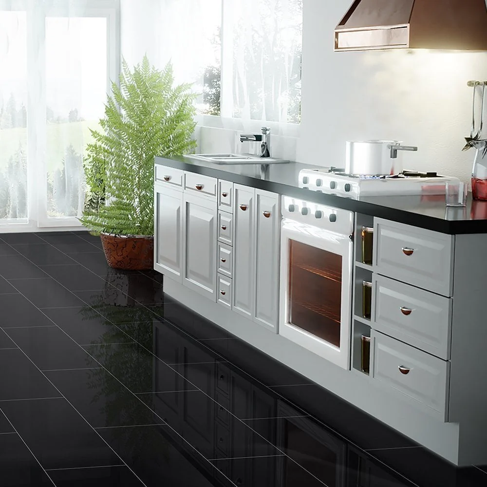 Black - Lustre Stone 8mm High Gloss Laminate Flooring - Image 9