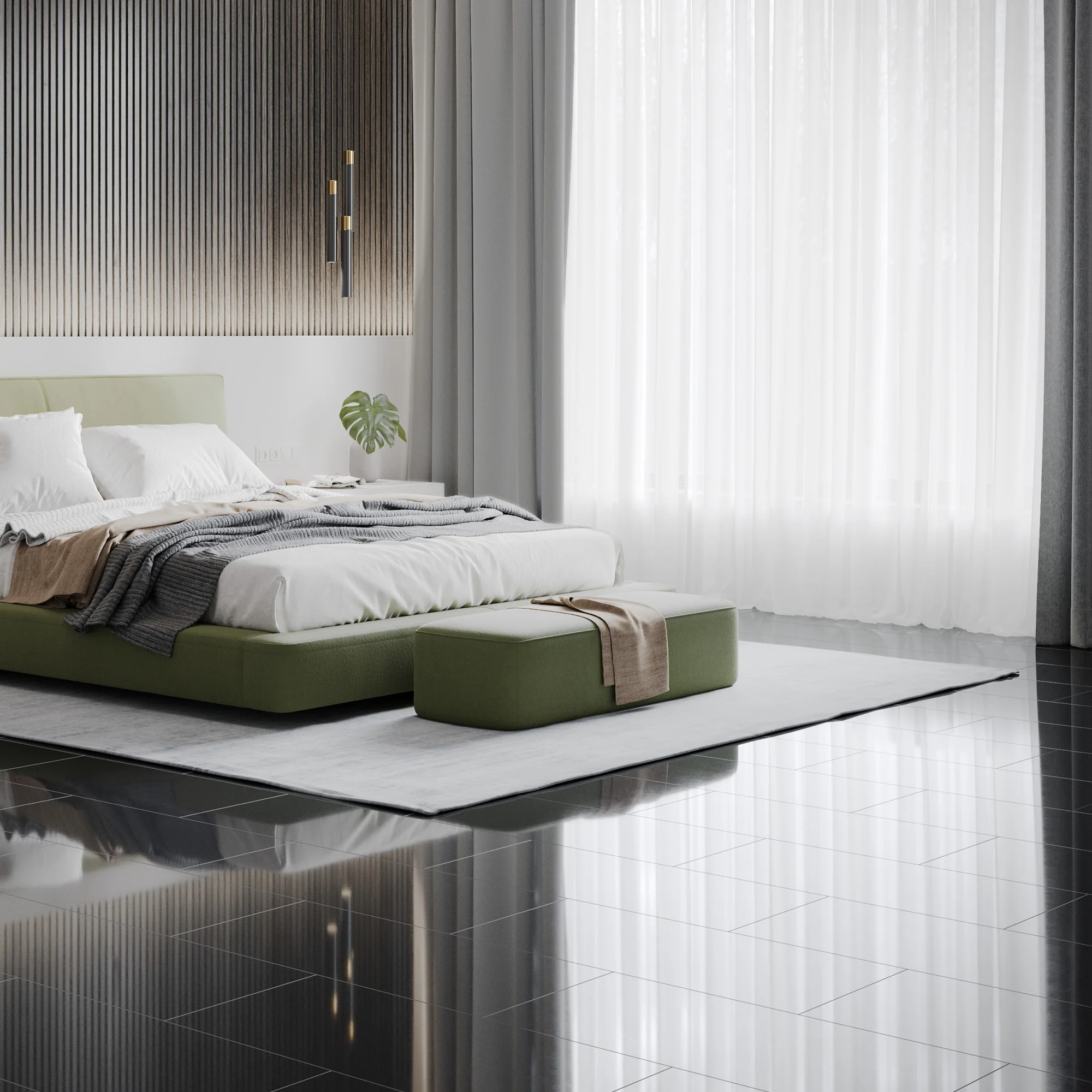 Black - Lustre Herrringbone 6mm High Gloss Luxury Vinyl Flooring - Image 4