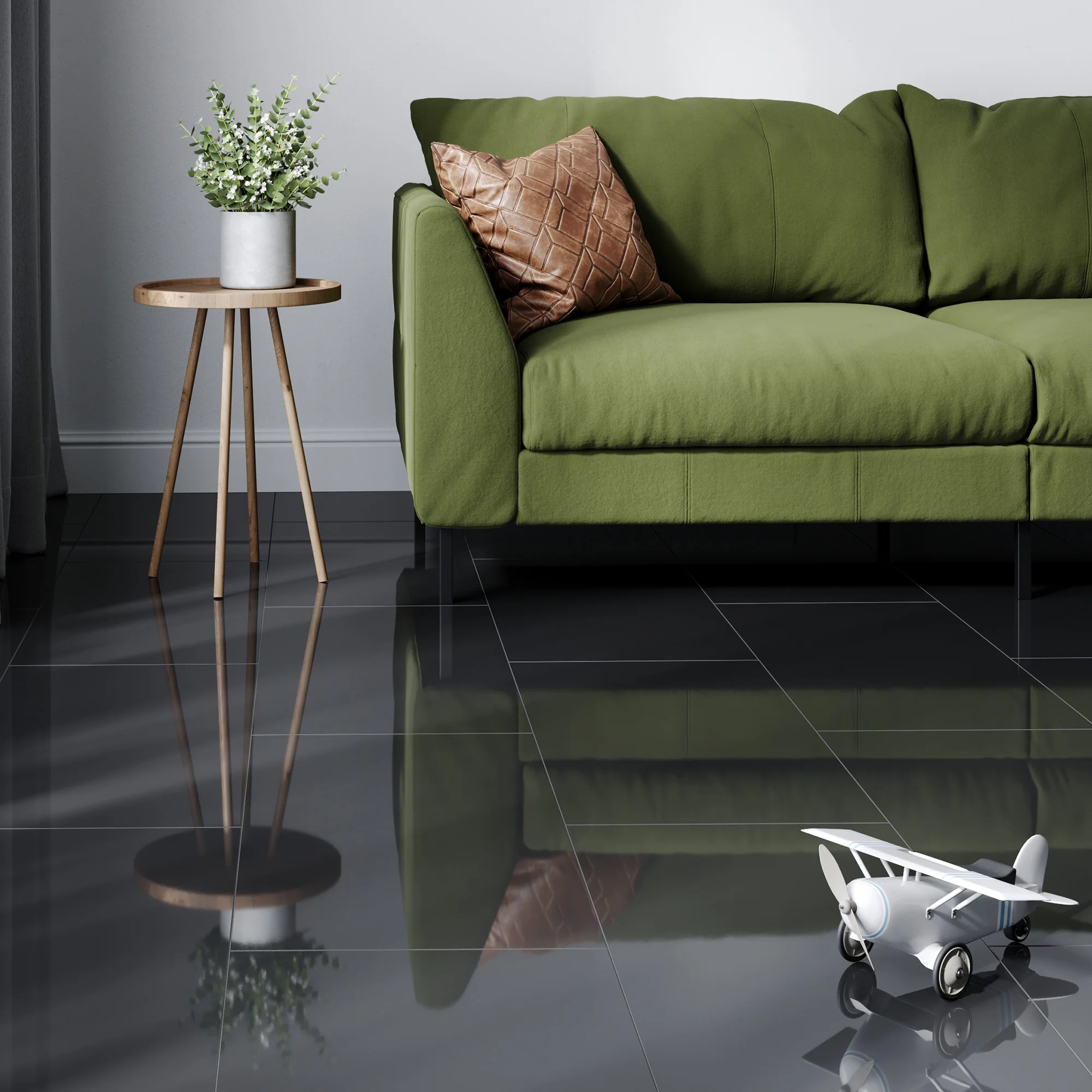 Black - Lustre Herrringbone 6mm High Gloss Luxury Vinyl Flooring - Image 6