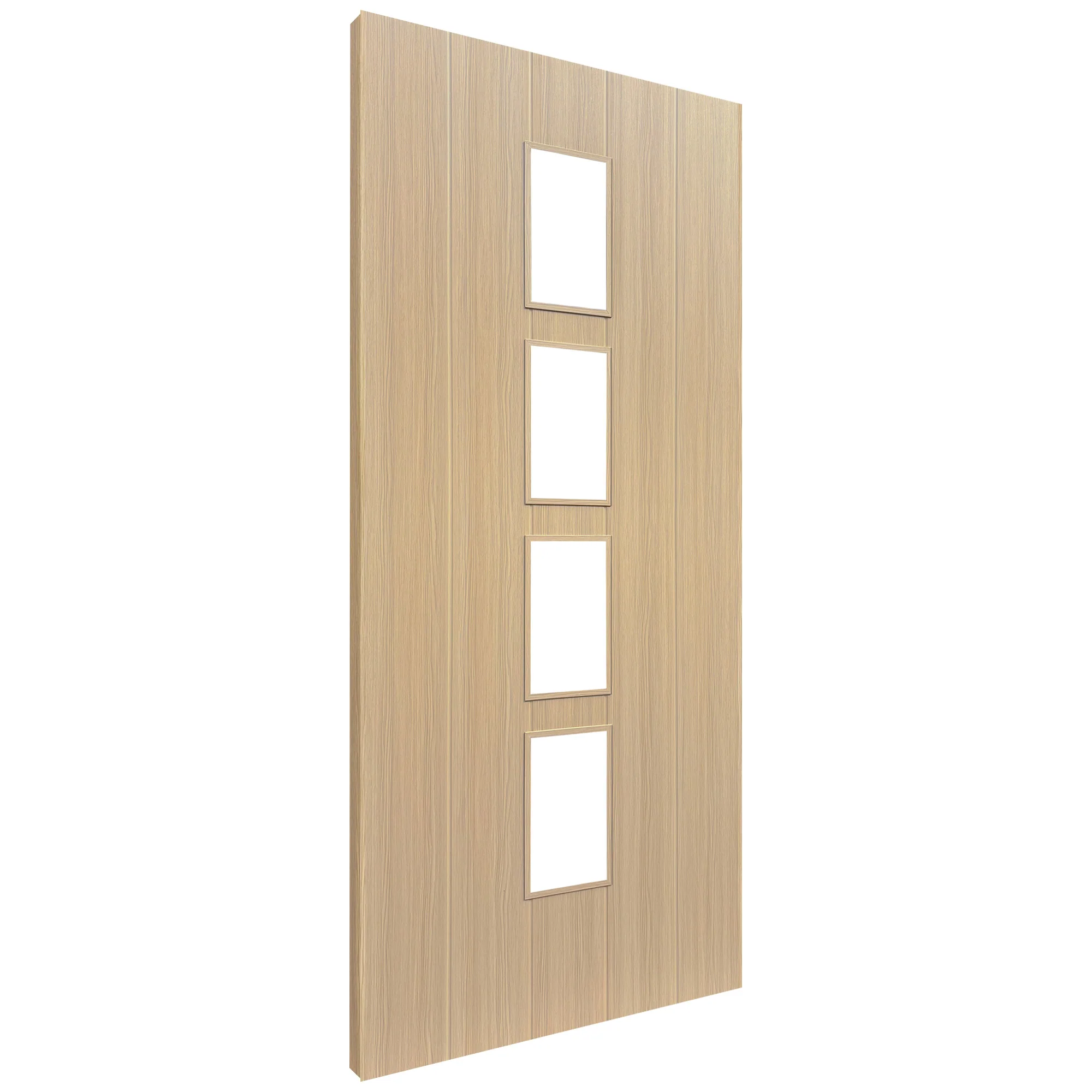 Oak Internal Fully Finished Cottage Laminate 4 Light Clear Glass Door - Image 2