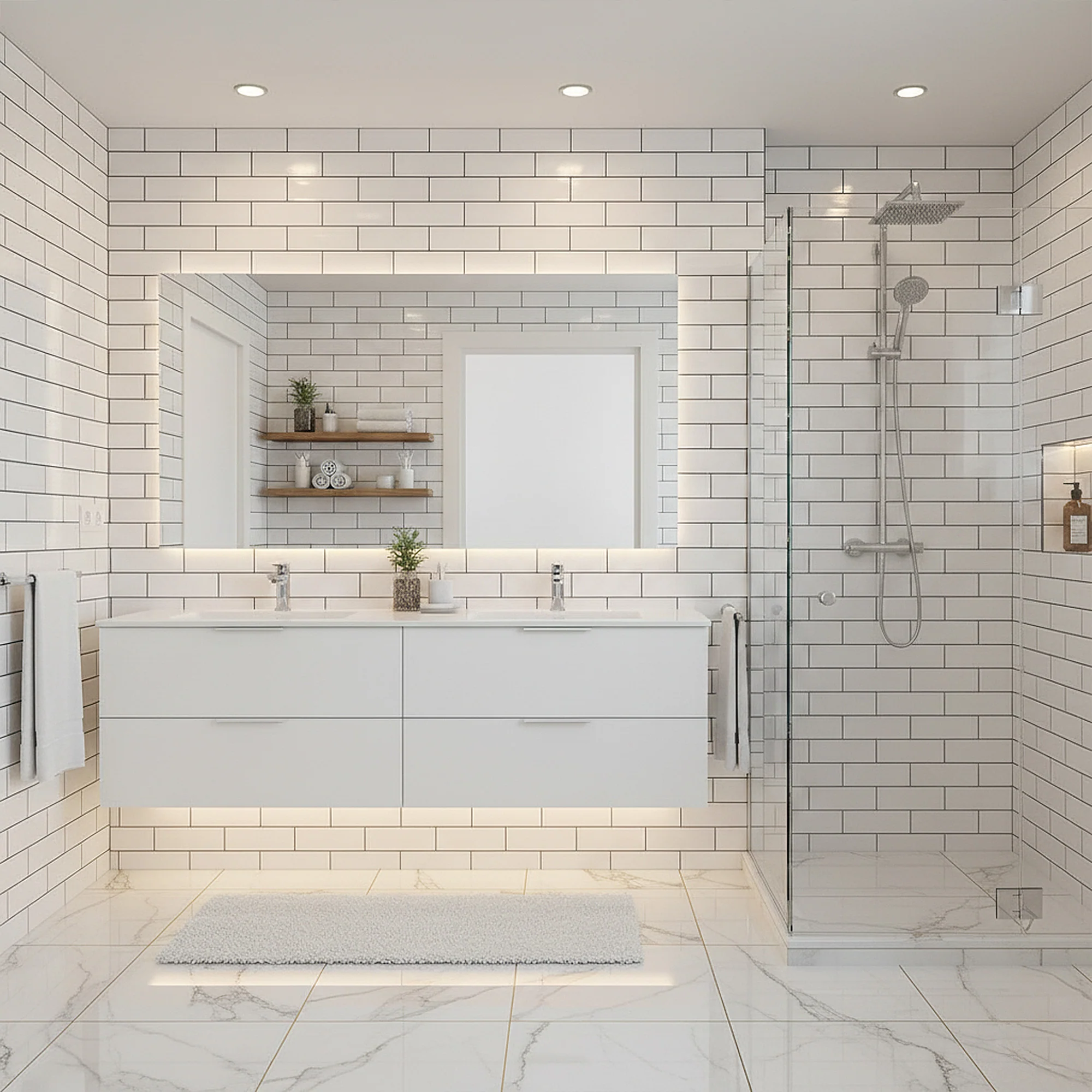 London White Brick - PVC Gloss Waterproof Wall Panelling